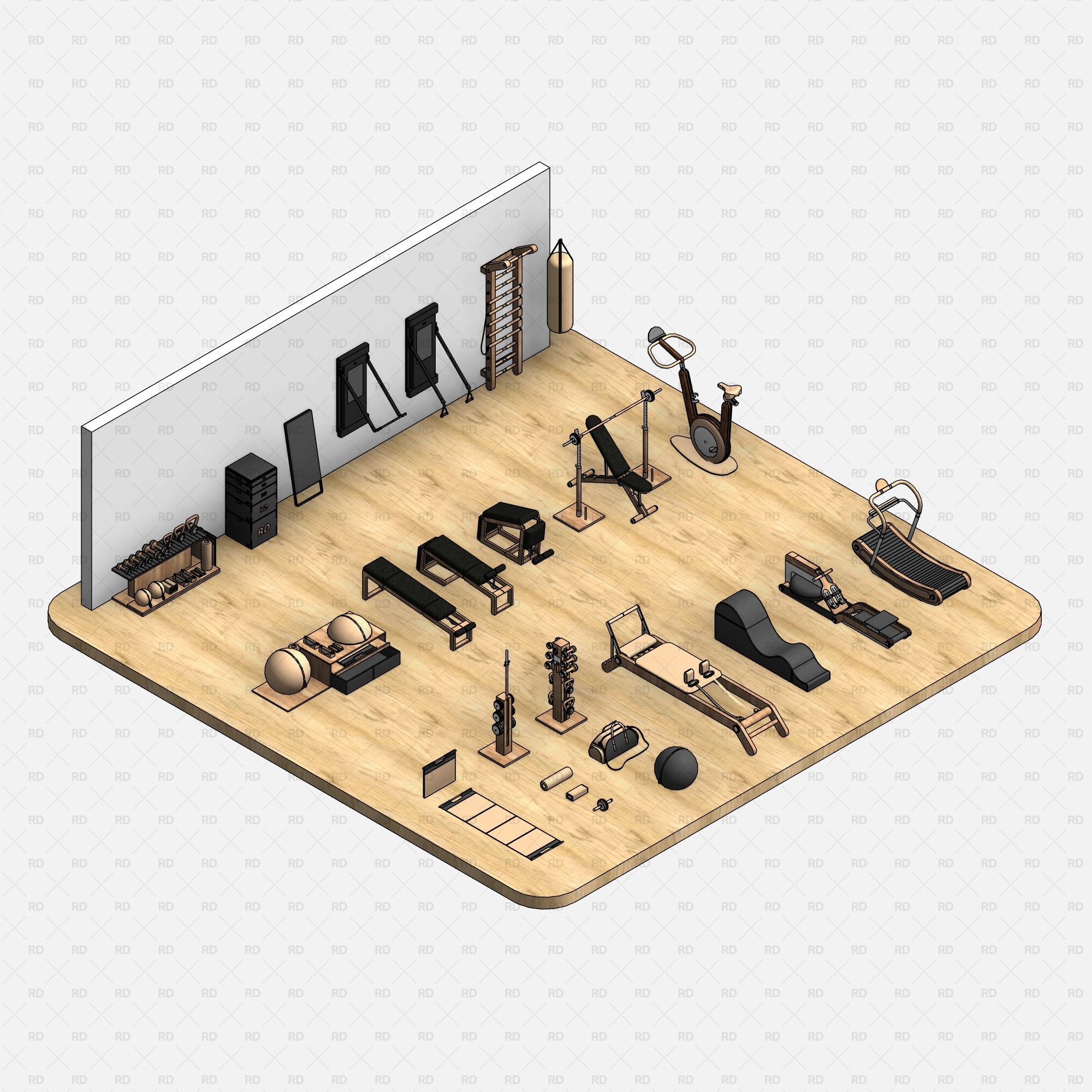 revit home gym equipment families bim architecture