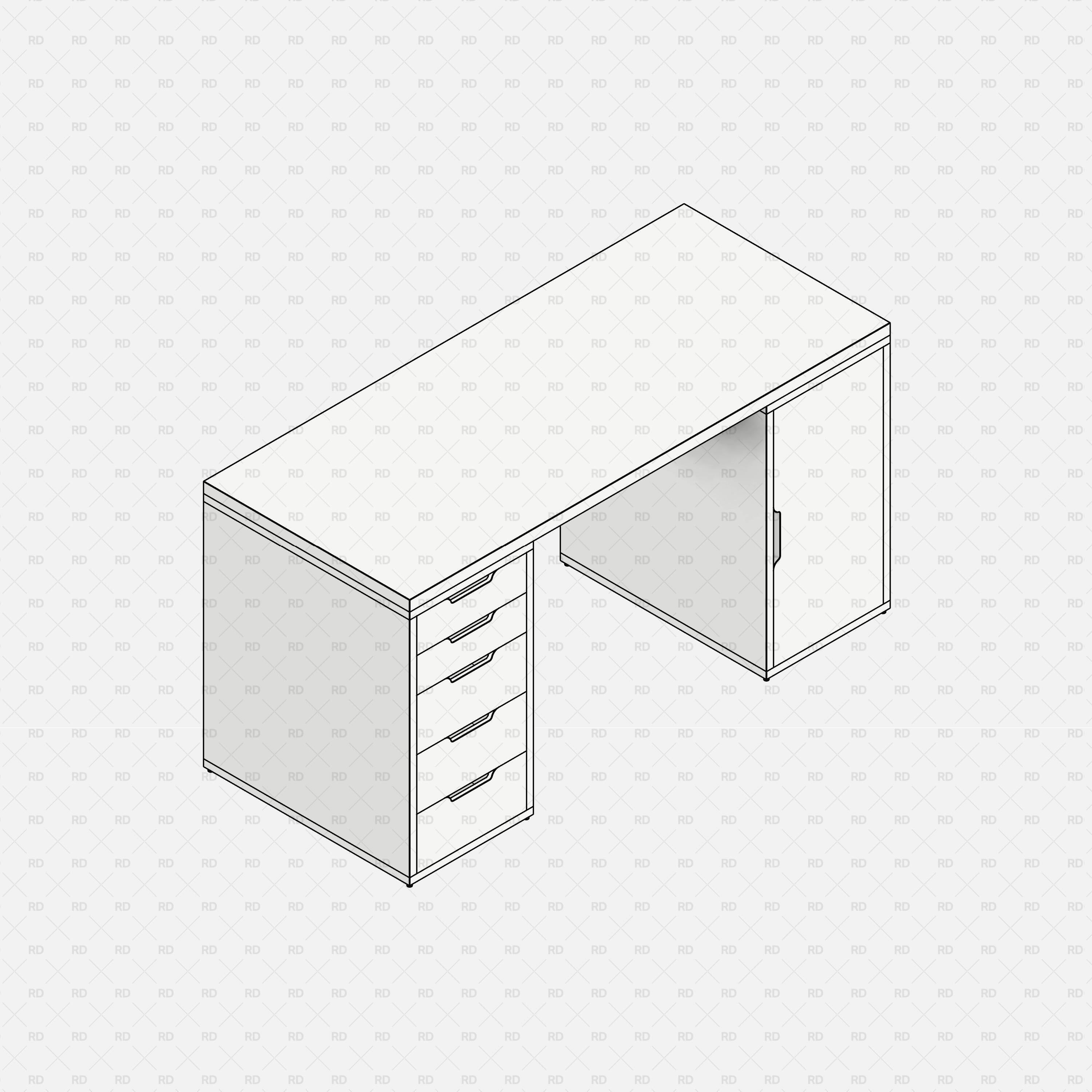 free revit ikea alex family desk BIM
