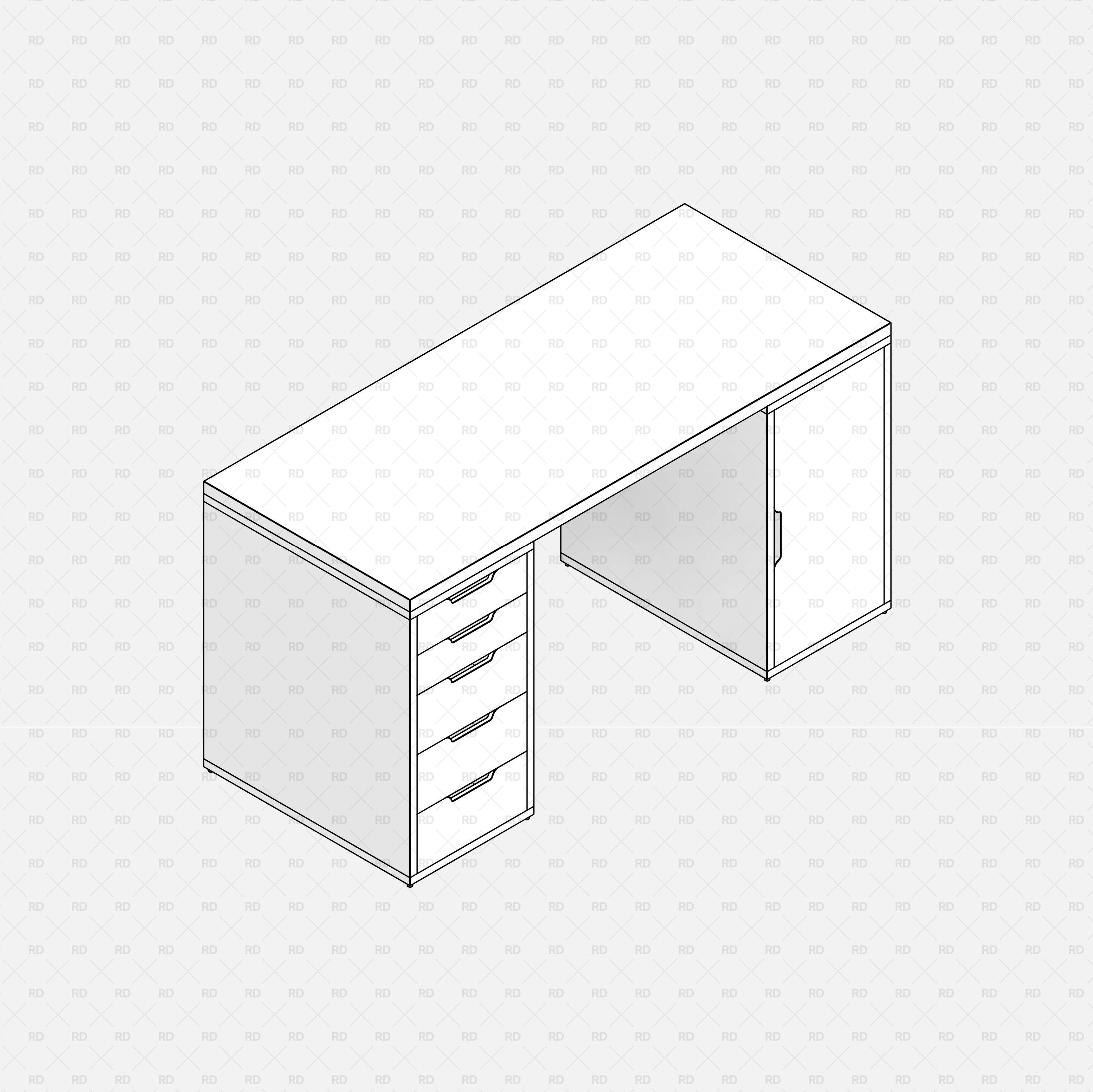 free revit ikea alex family desk BIM