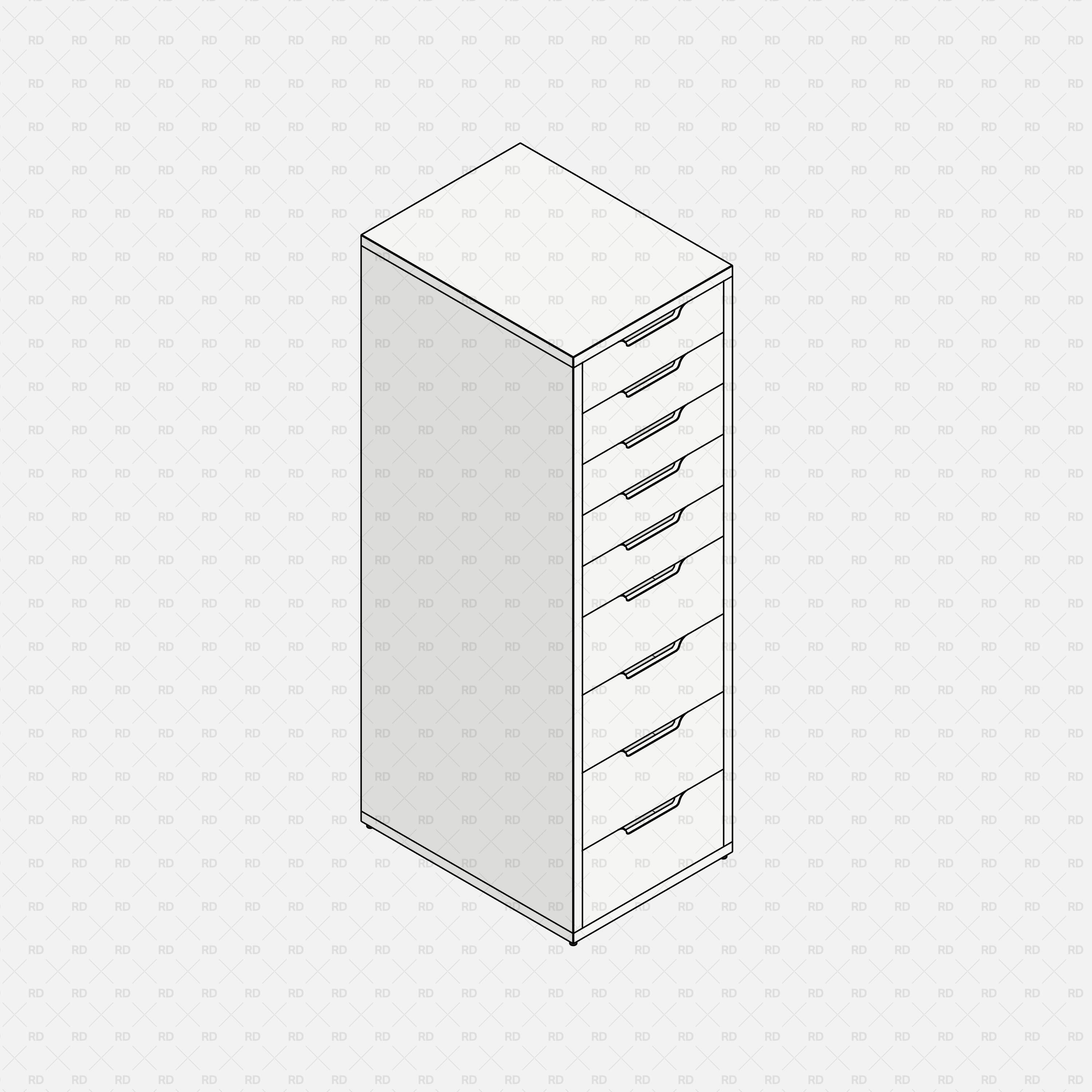 Meuble à tiroirs Revit IKEA ALEX 02