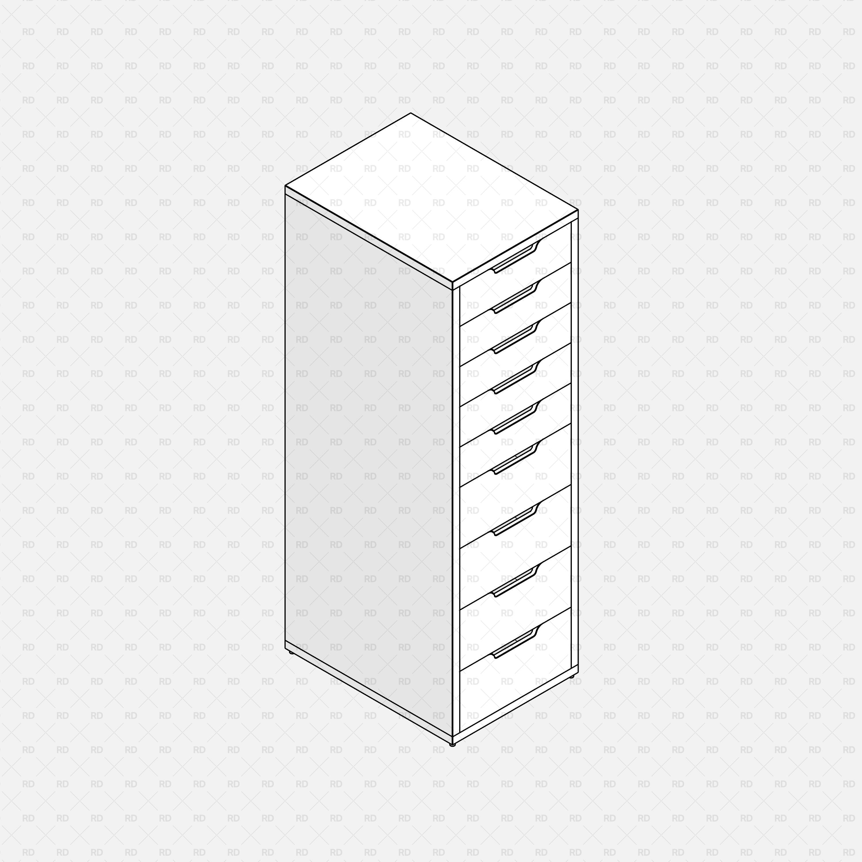 Meuble à tiroirs Revit IKEA ALEX 02