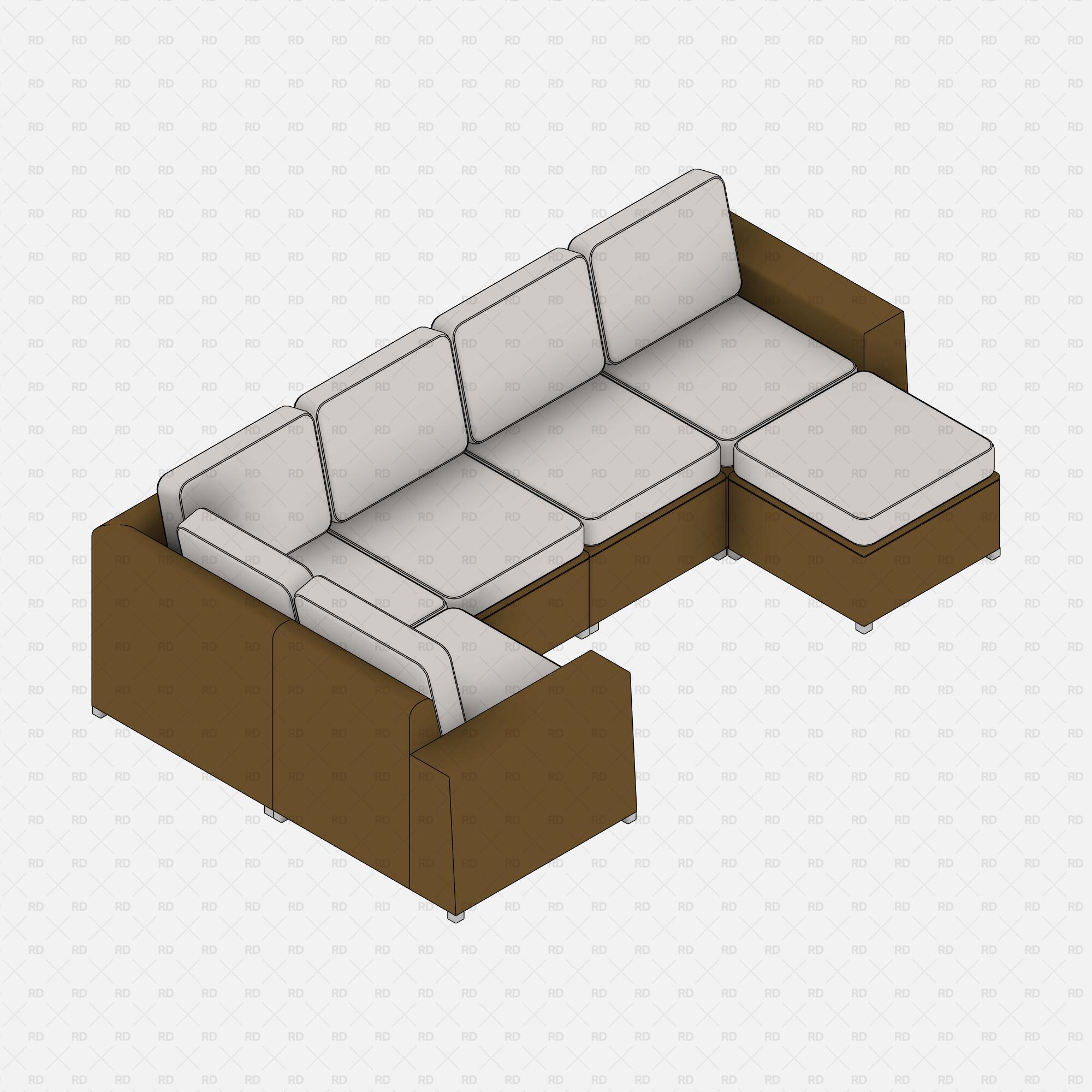 Revit IKEA Solleron 5-seat modular Sofa download free bim object 3d model