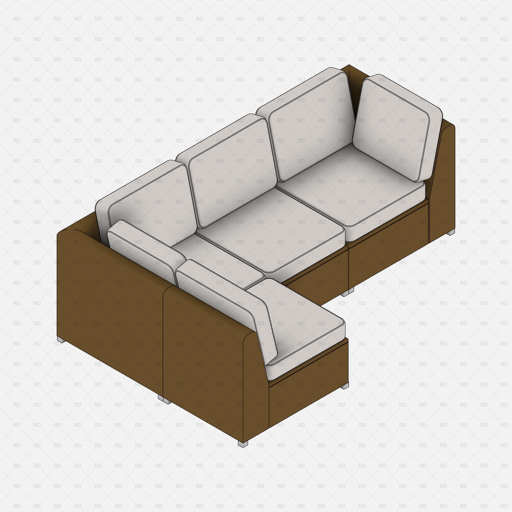 Revit IKEA SOLLERÖN 4-seat modular sofa download free bim object 3d model