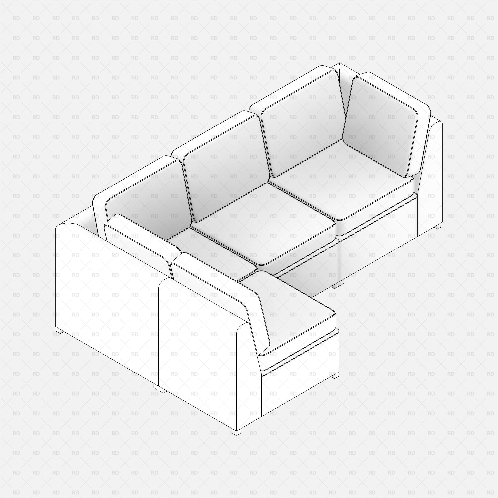 Revit IKEA SOLLERÖN 4-seat modular sofa download free bim object 3d model