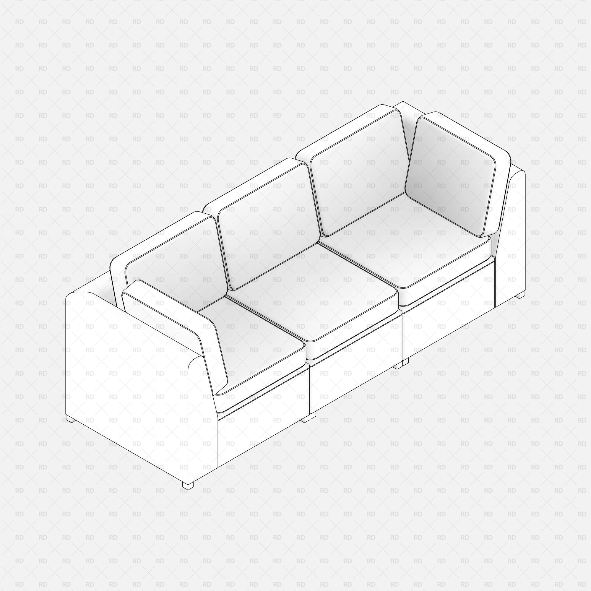 Free download Revit IKEA Outdoor 3-Seat Modular Sofa 02