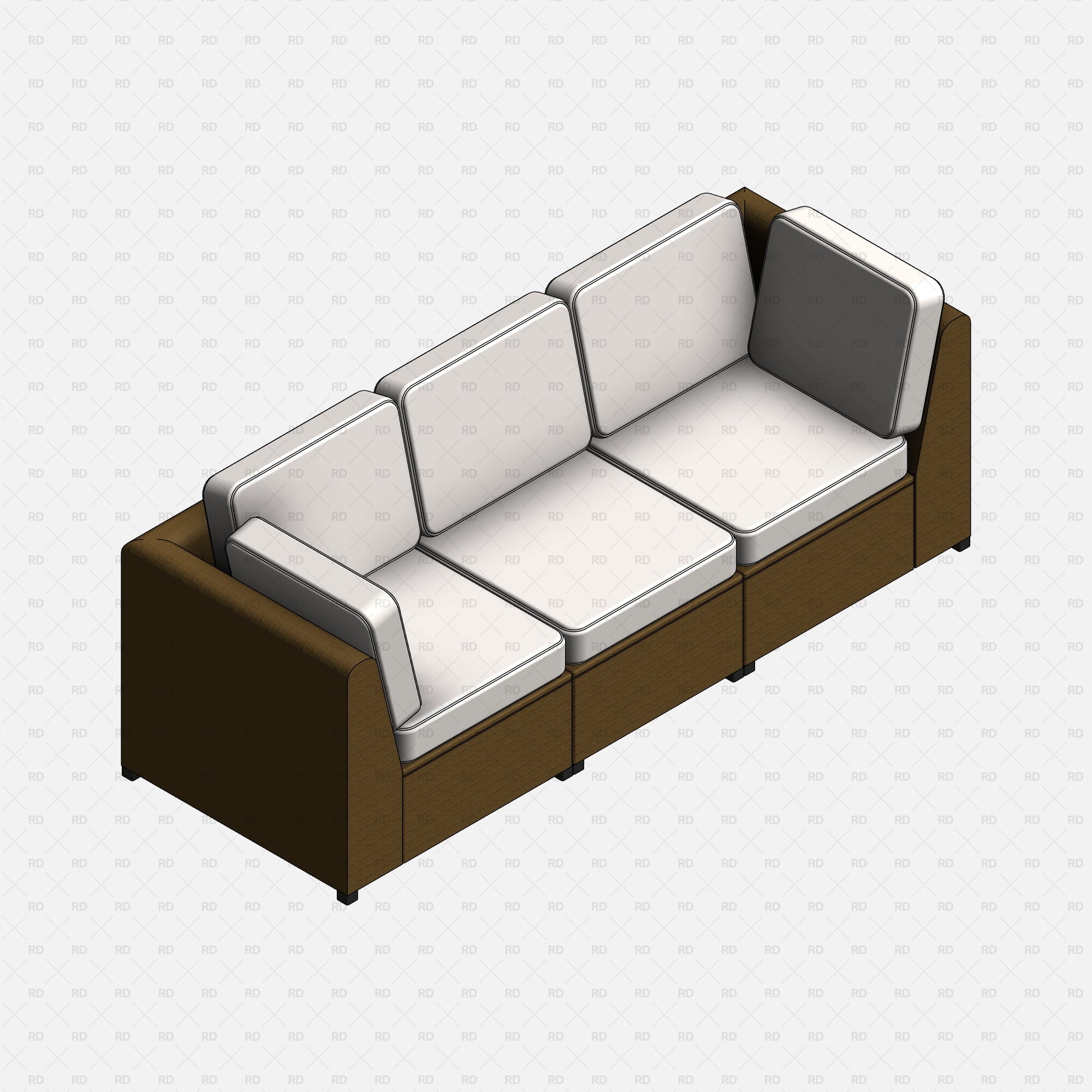 Free download 3d bim object Revit IKEA Outdoor 3-Seat Modular Sofa 02