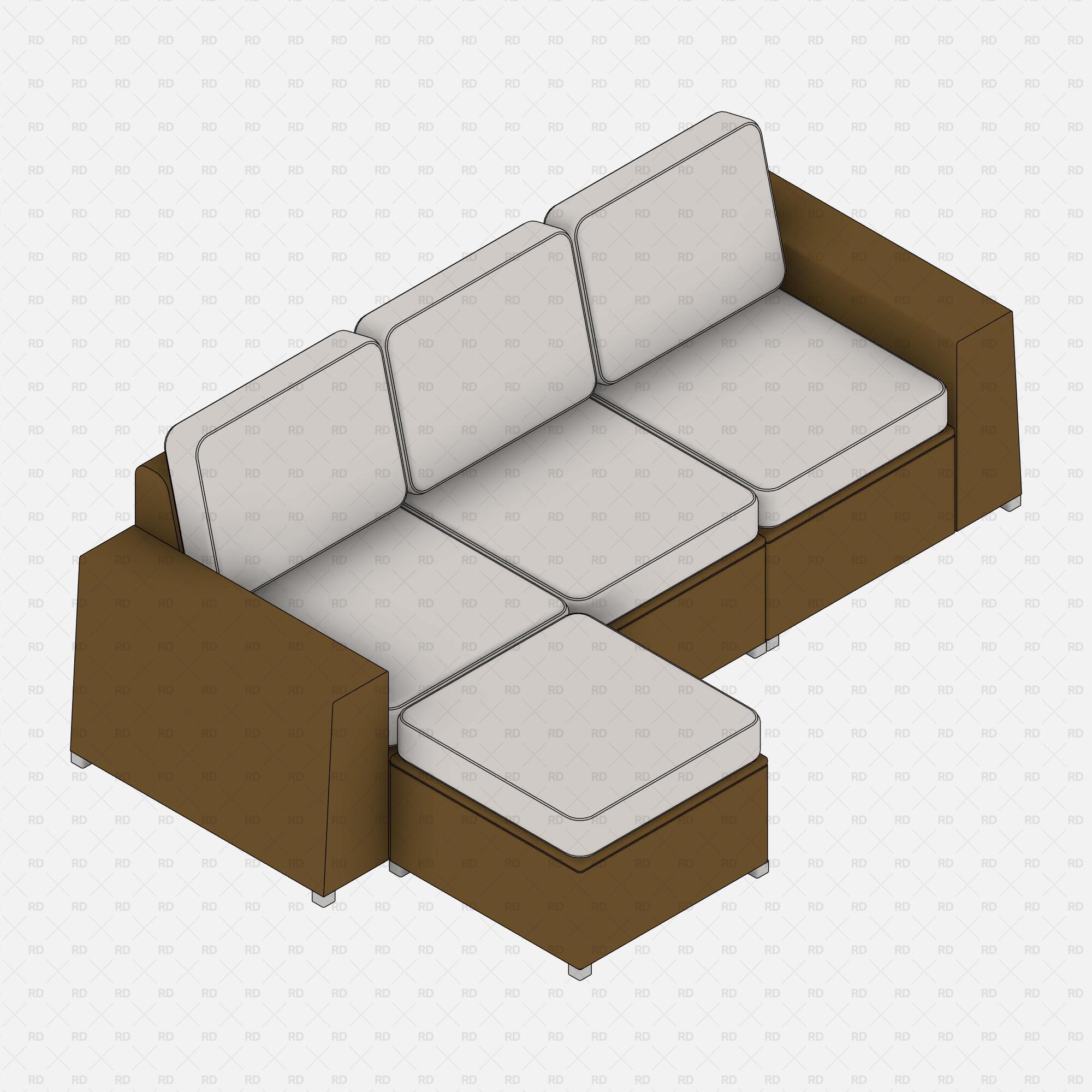 Free download Revit Outdoor 3-Seat Modular Sofa 03 Family