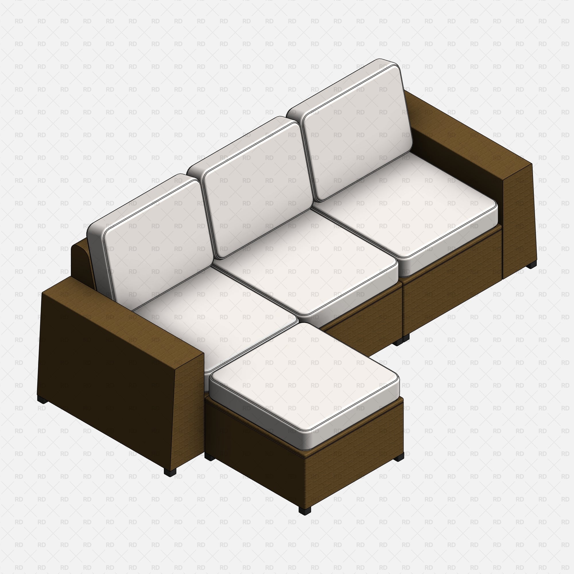 Free download 3d bim object Revit Outdoor 3-Seat Modular Sofa 03 Family