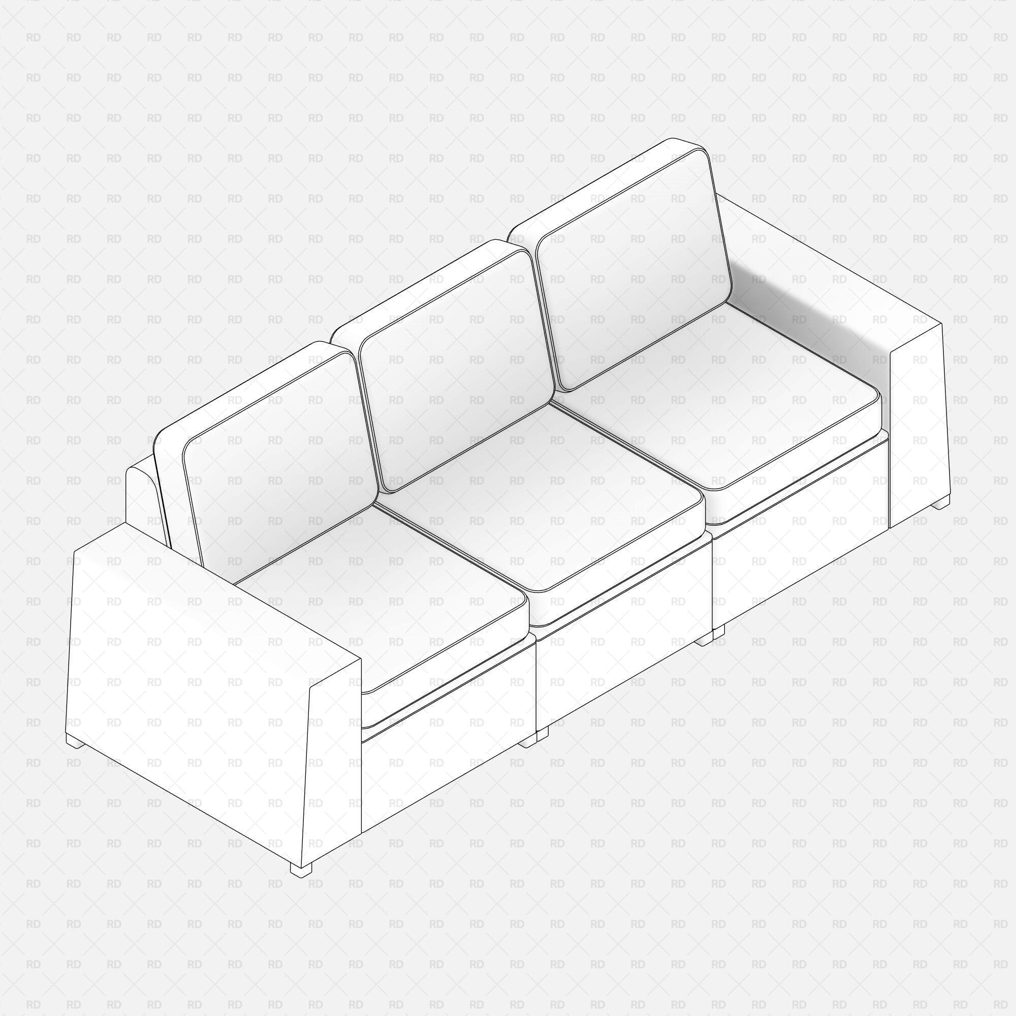 Free download Revit IKEA SOLLERÖN Outdoor 3-Seat Modular Sofa 01