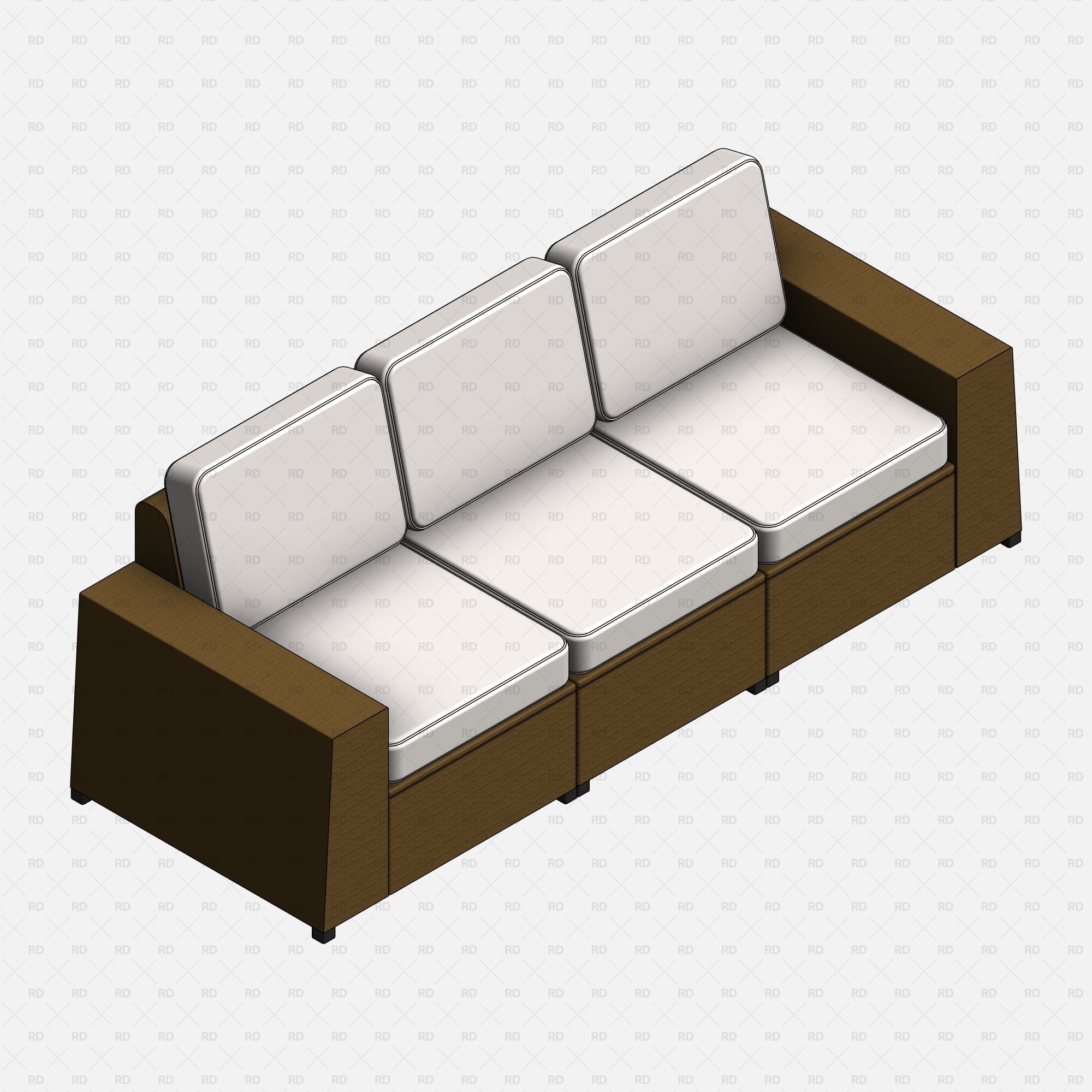 Free download 3d bim object Revit IKEA SOLLERÖN Outdoor 3-Seat Modular Sofa 01