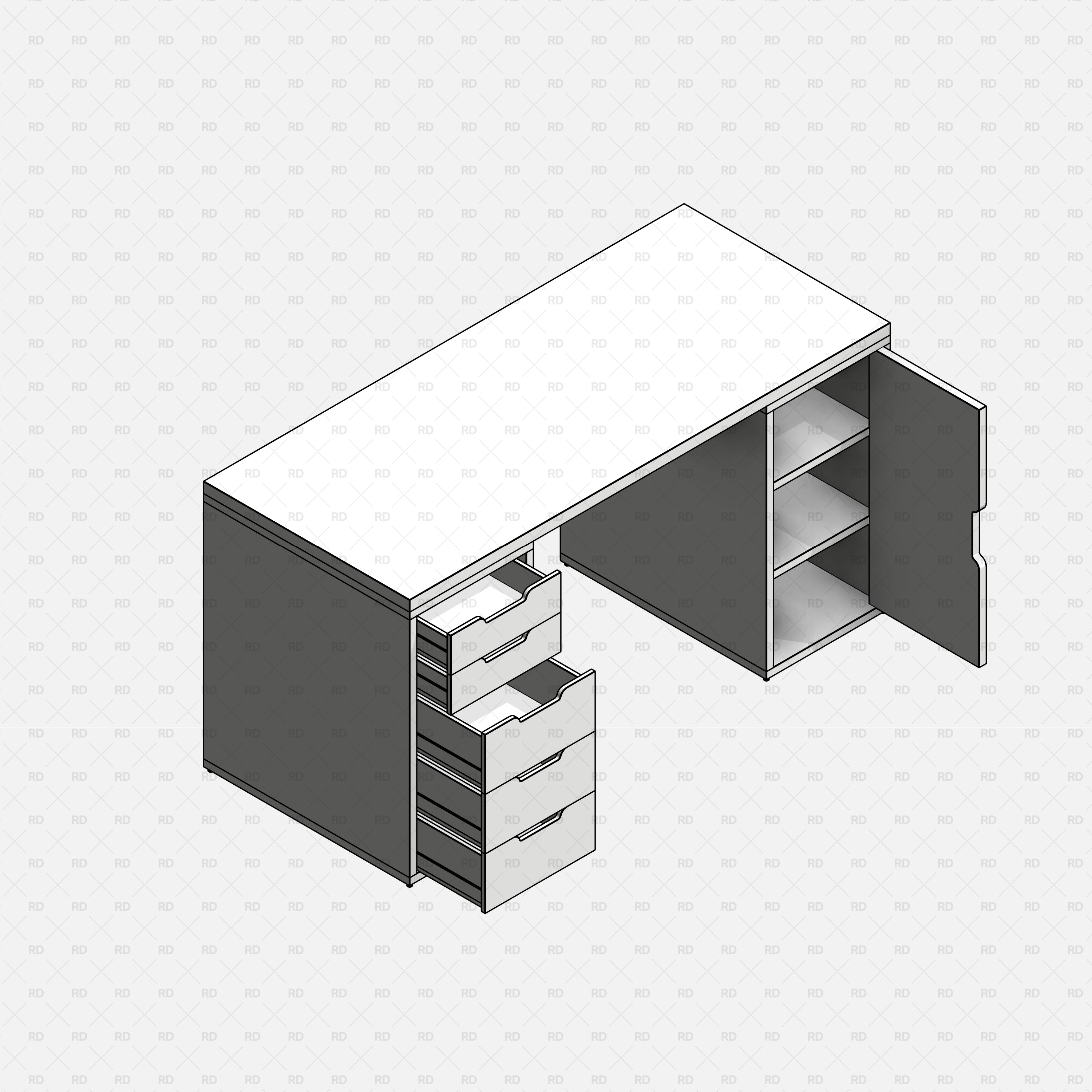 free revit ikea alex family desk BIM