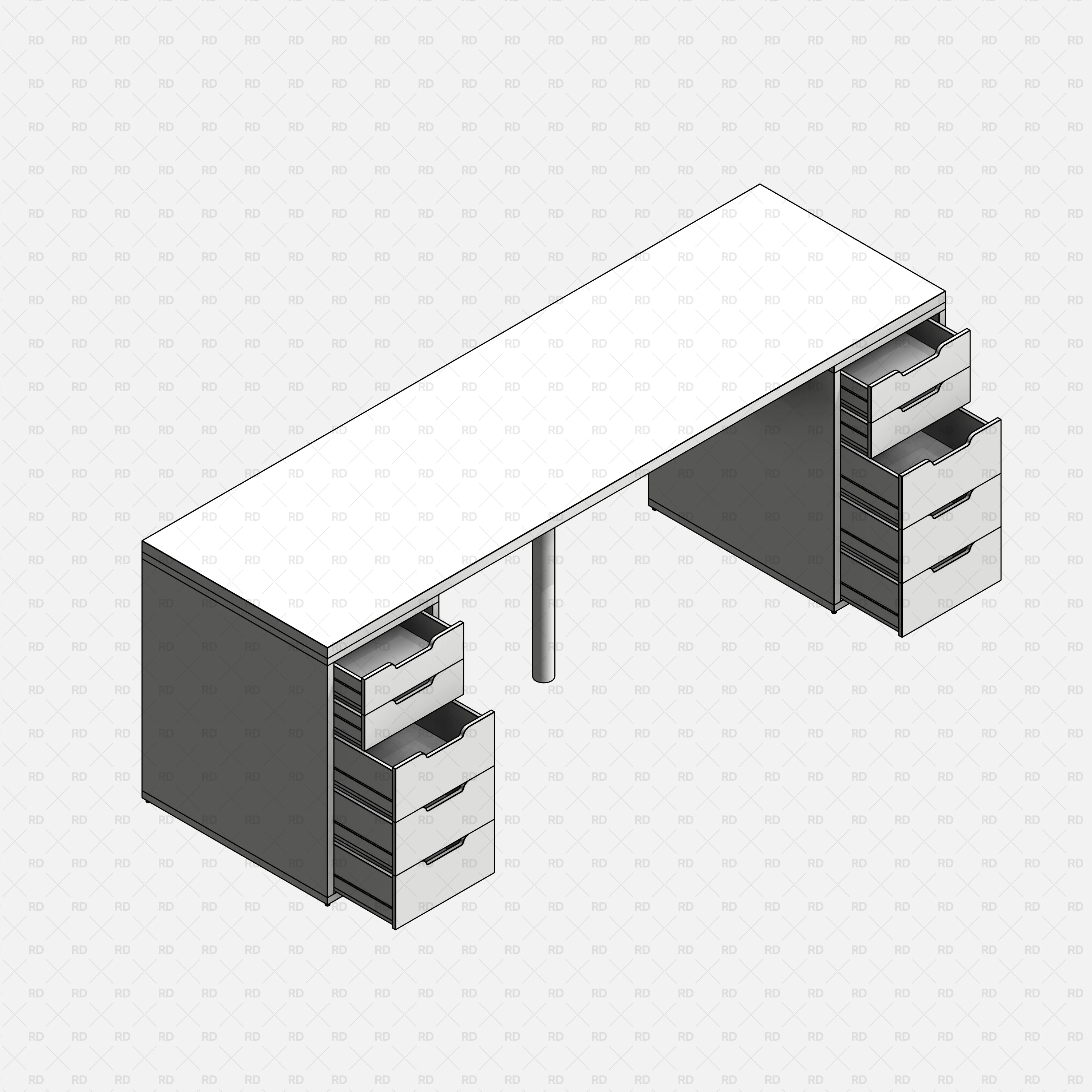 free revit ikea alex family desk BIM blocks