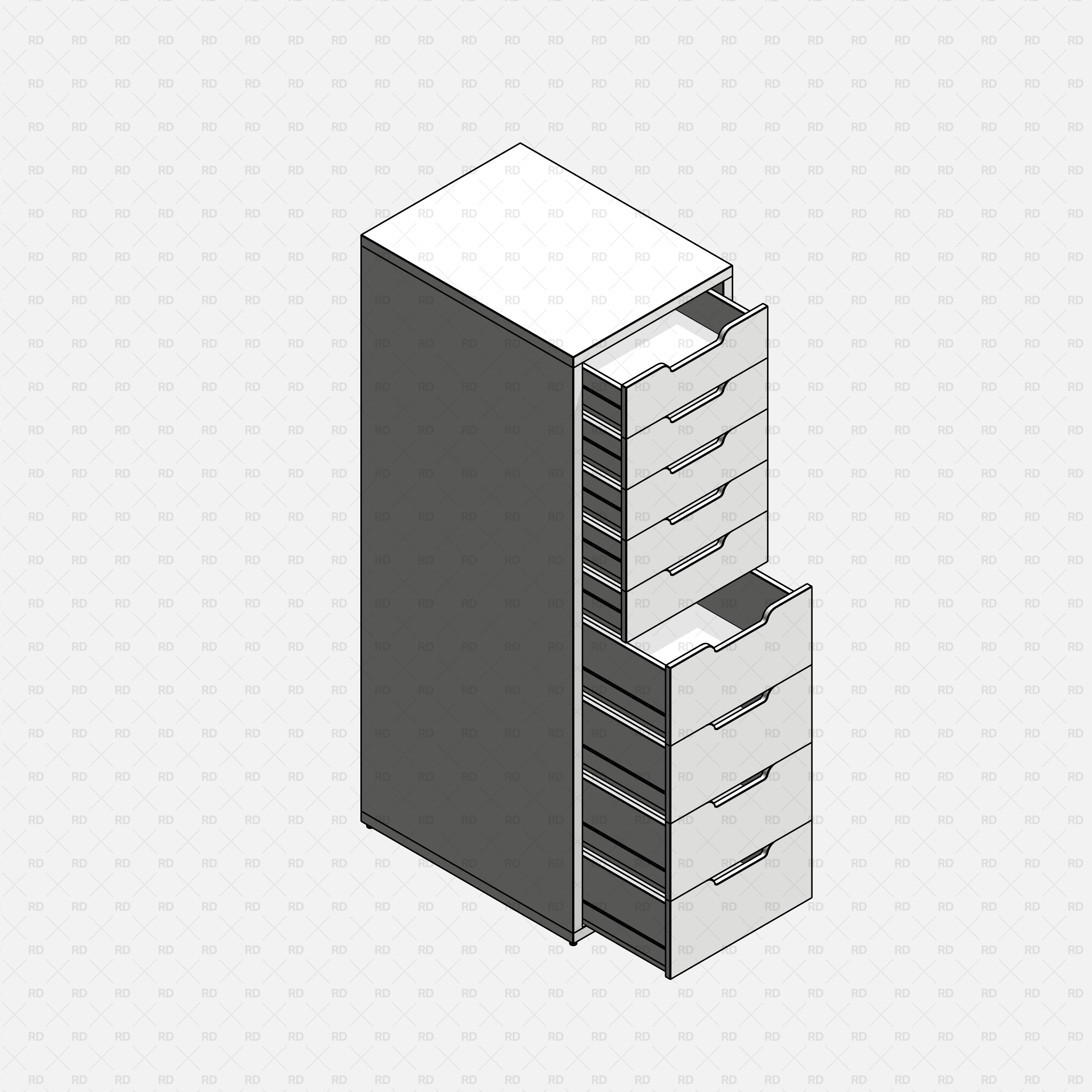Meuble à tiroirs Revit IKEA ALEX 02