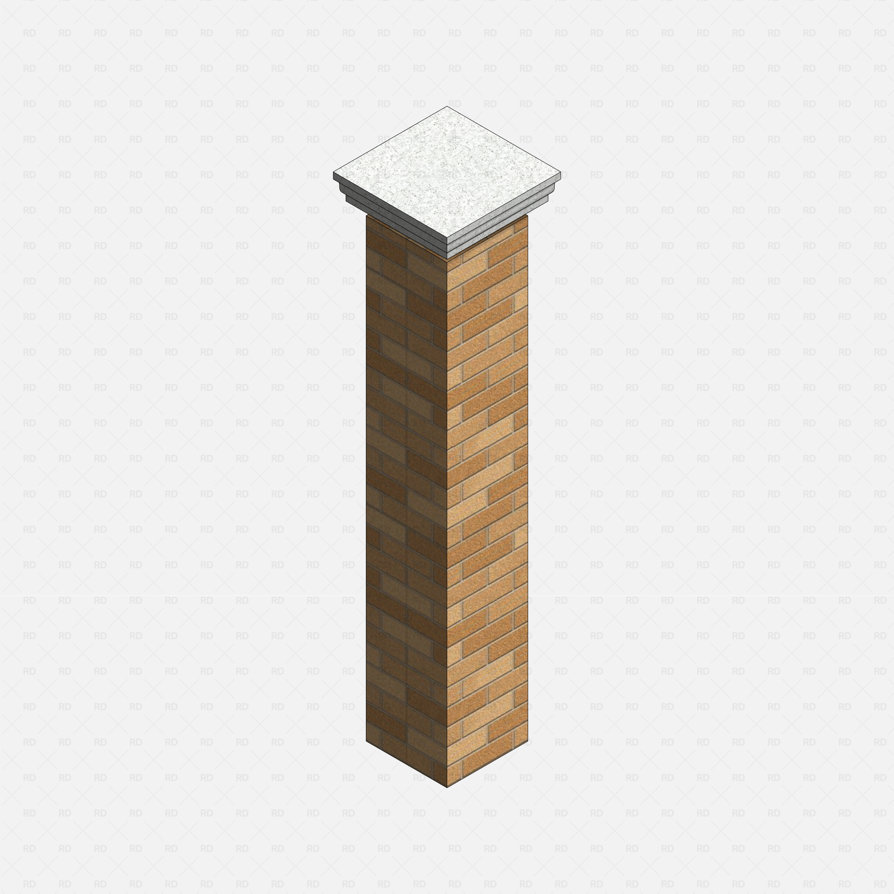 Revit Pier Caps RD Studio BIM Blocks RFA – Rendered Sample Column In Brick With Flat Moulded Pier Cap