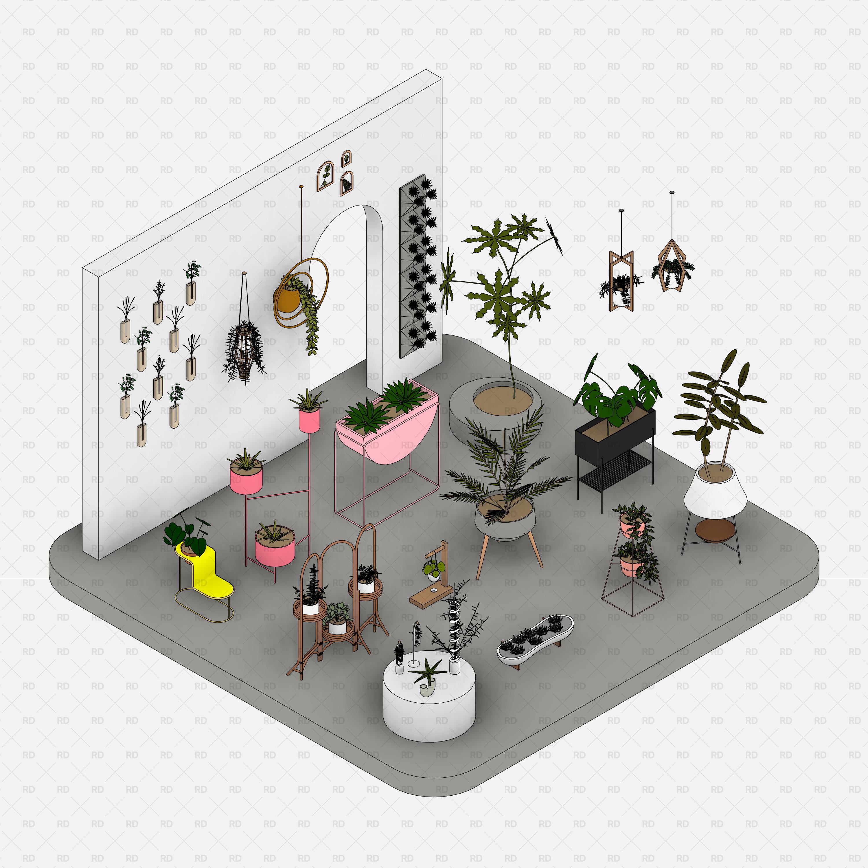 revit potted plants download