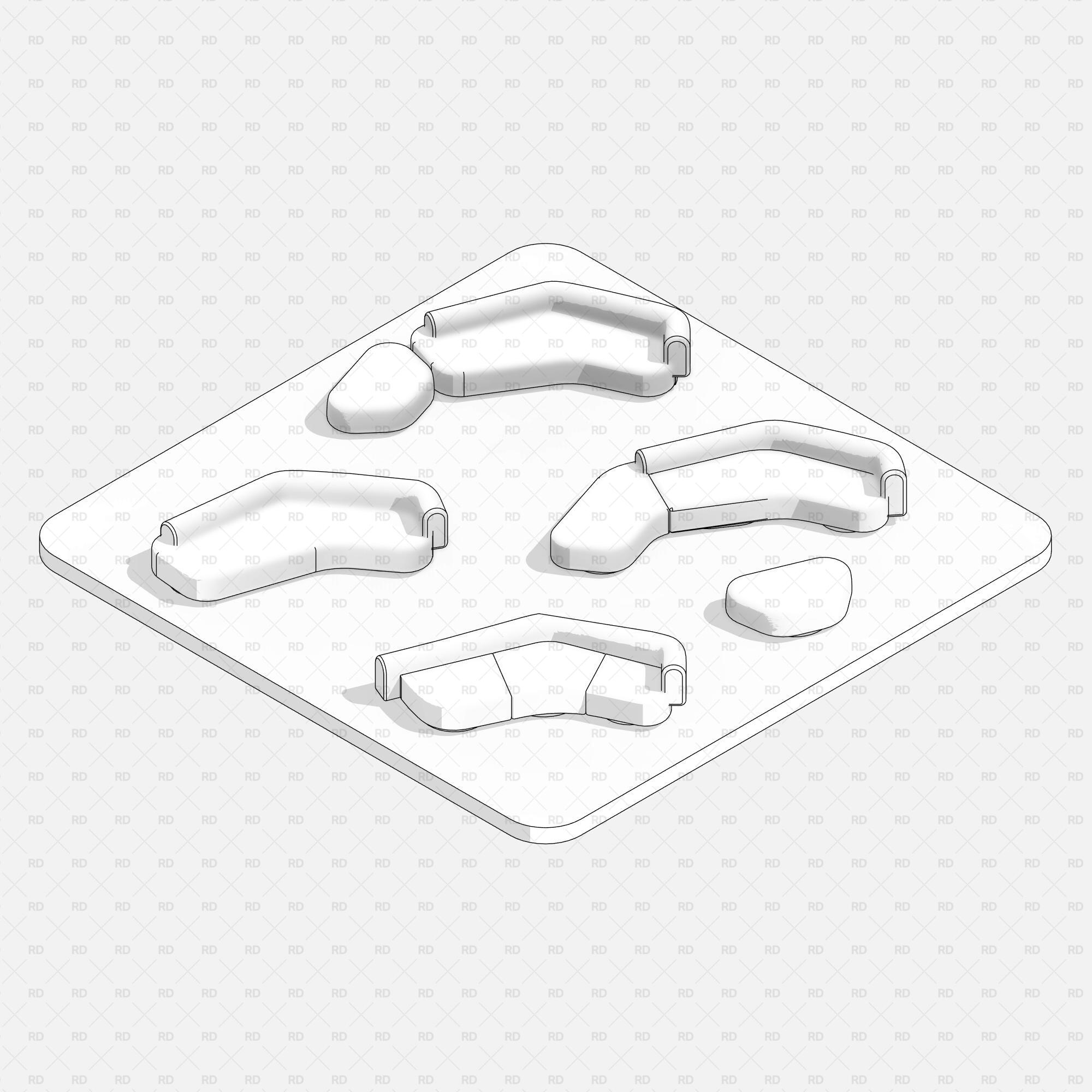 Revit Organic Sofa Collection download families bim object curved blocks