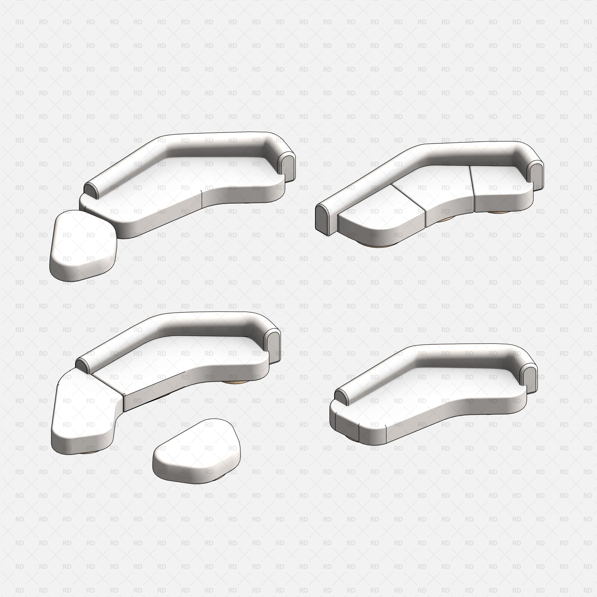 Revit Organic Sofa Collection download families bim object curved blocks