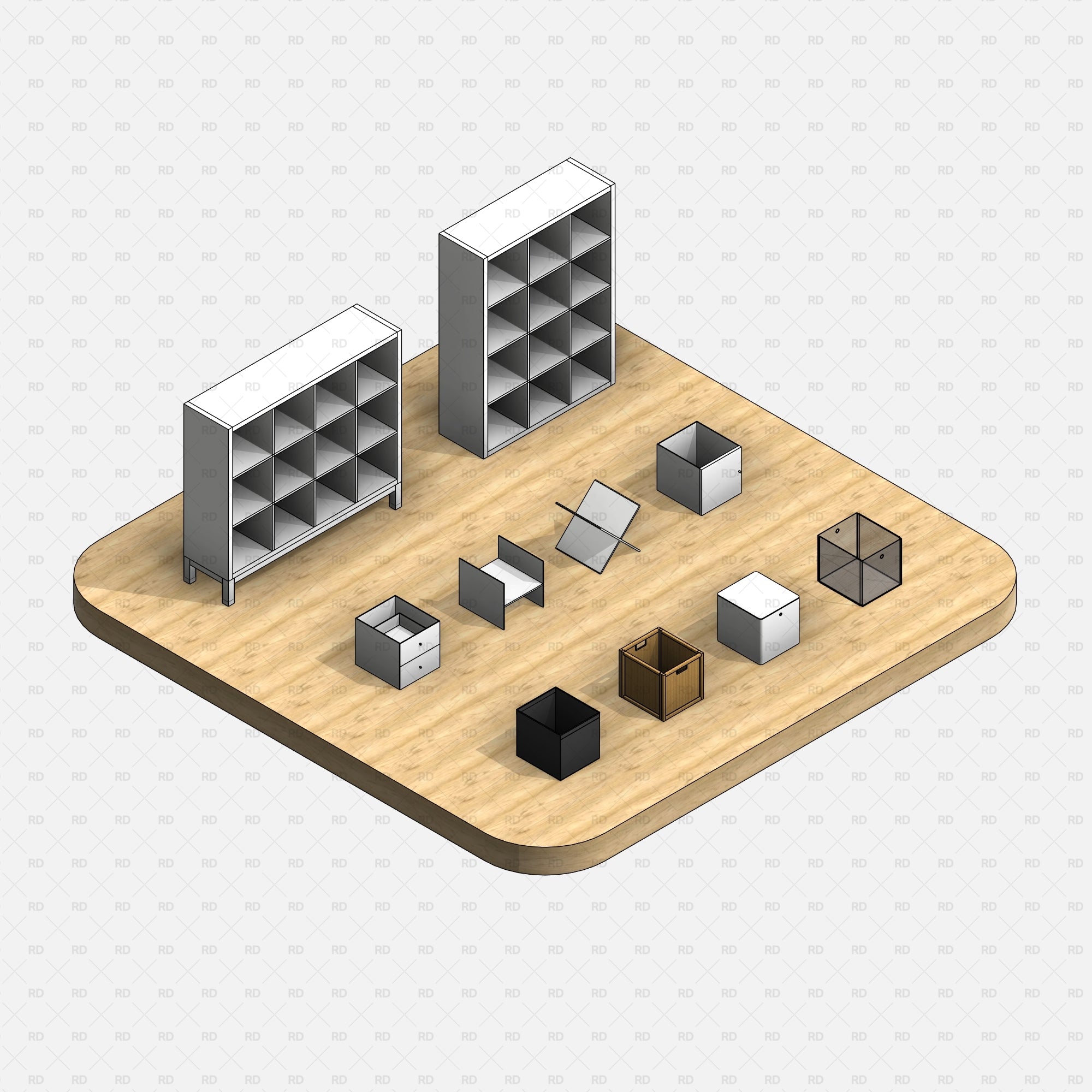 revit download bim object ikea kallax storage system family families