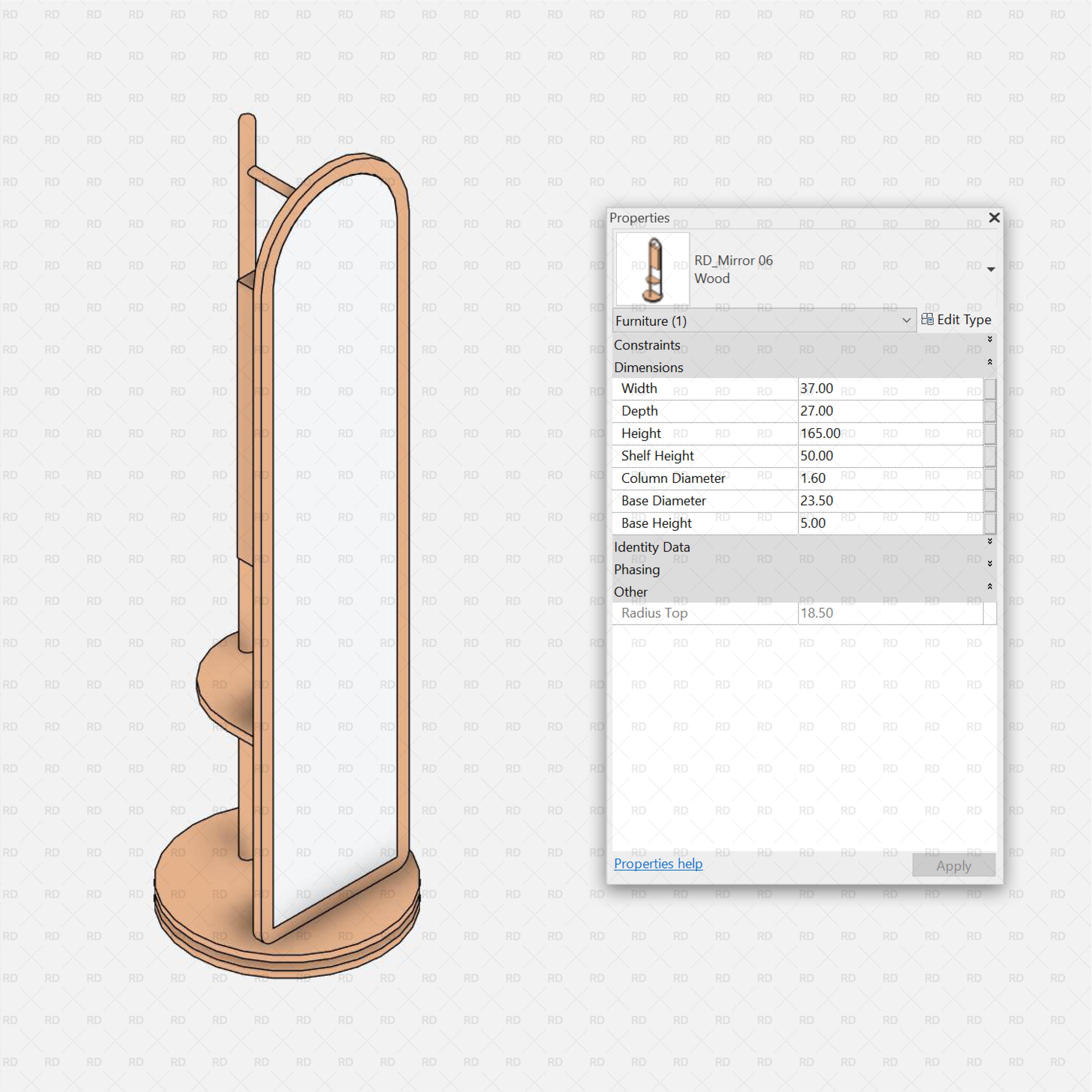 download revit bedroom mirror family