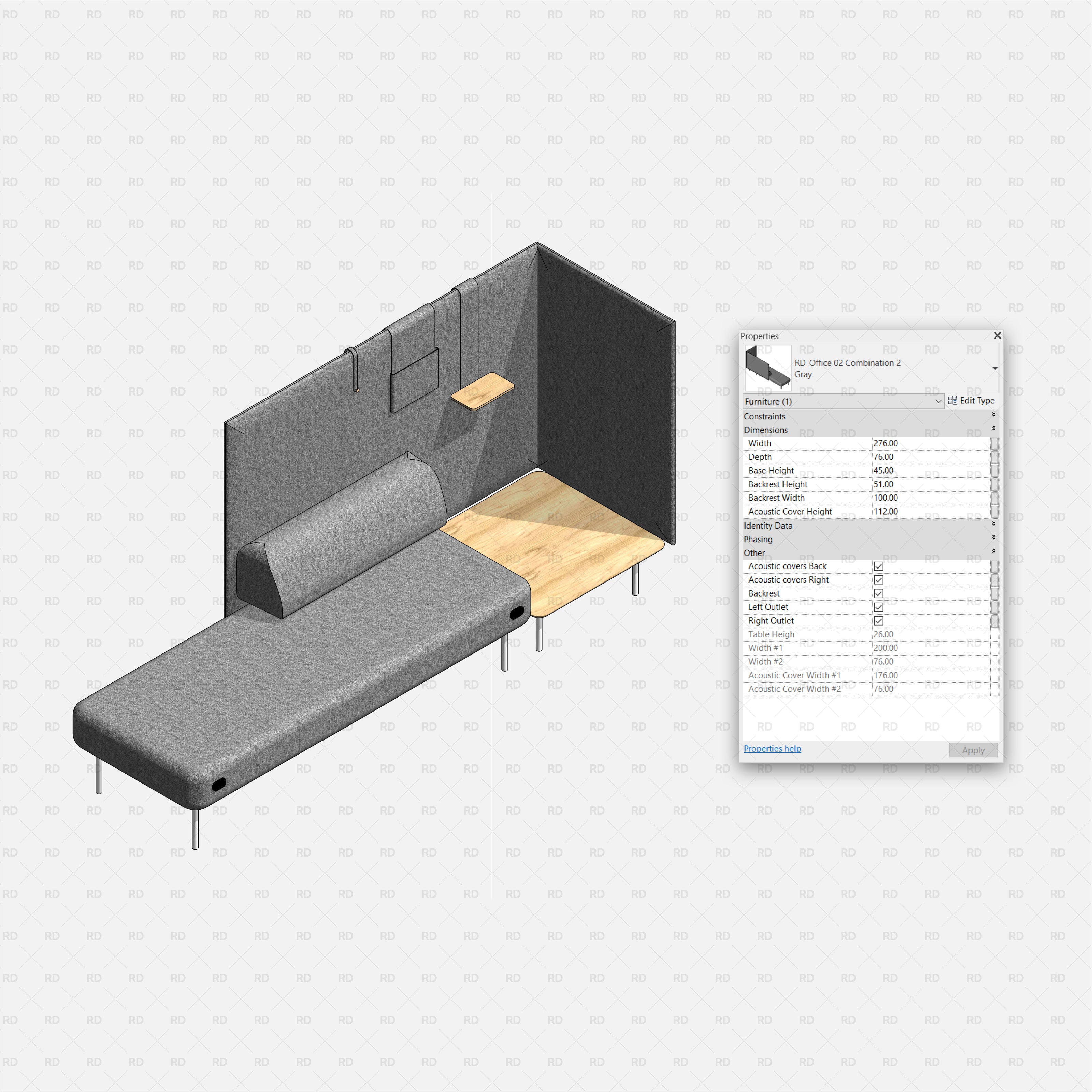 revit acoustic sofa family