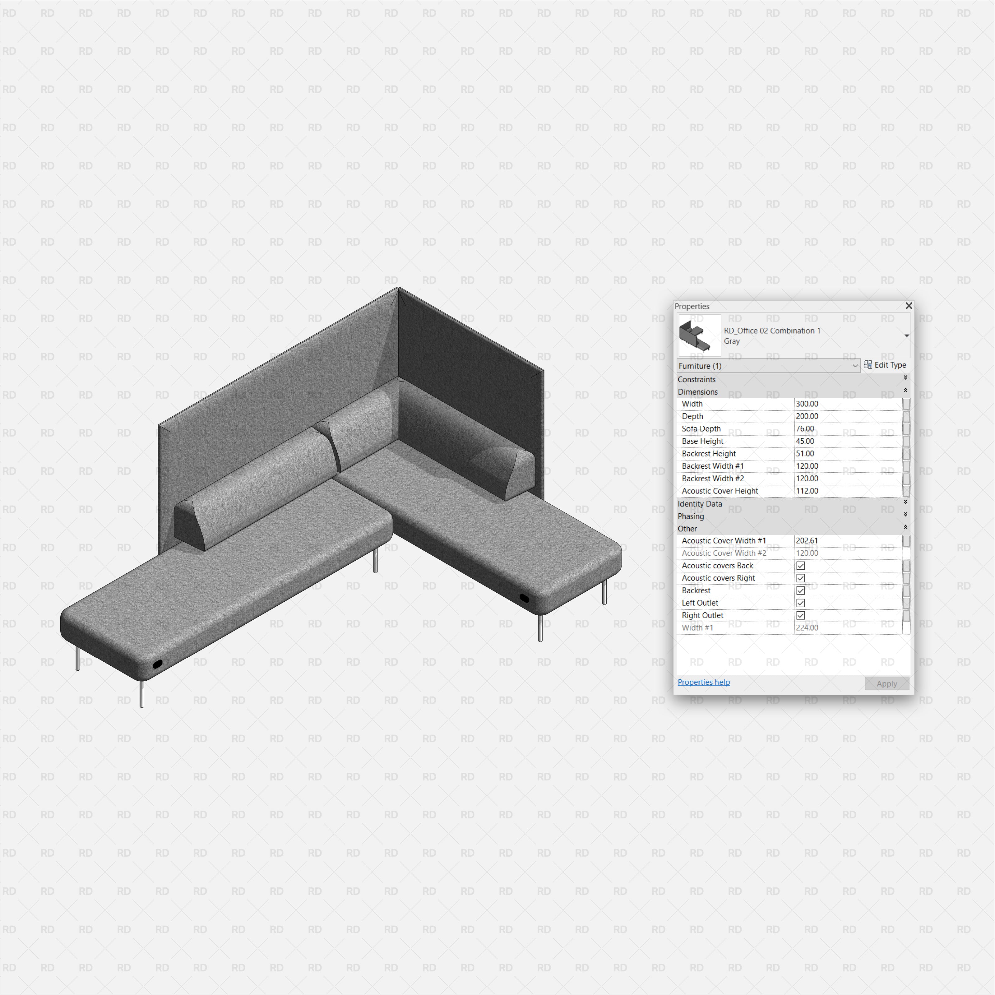 revit office sofa