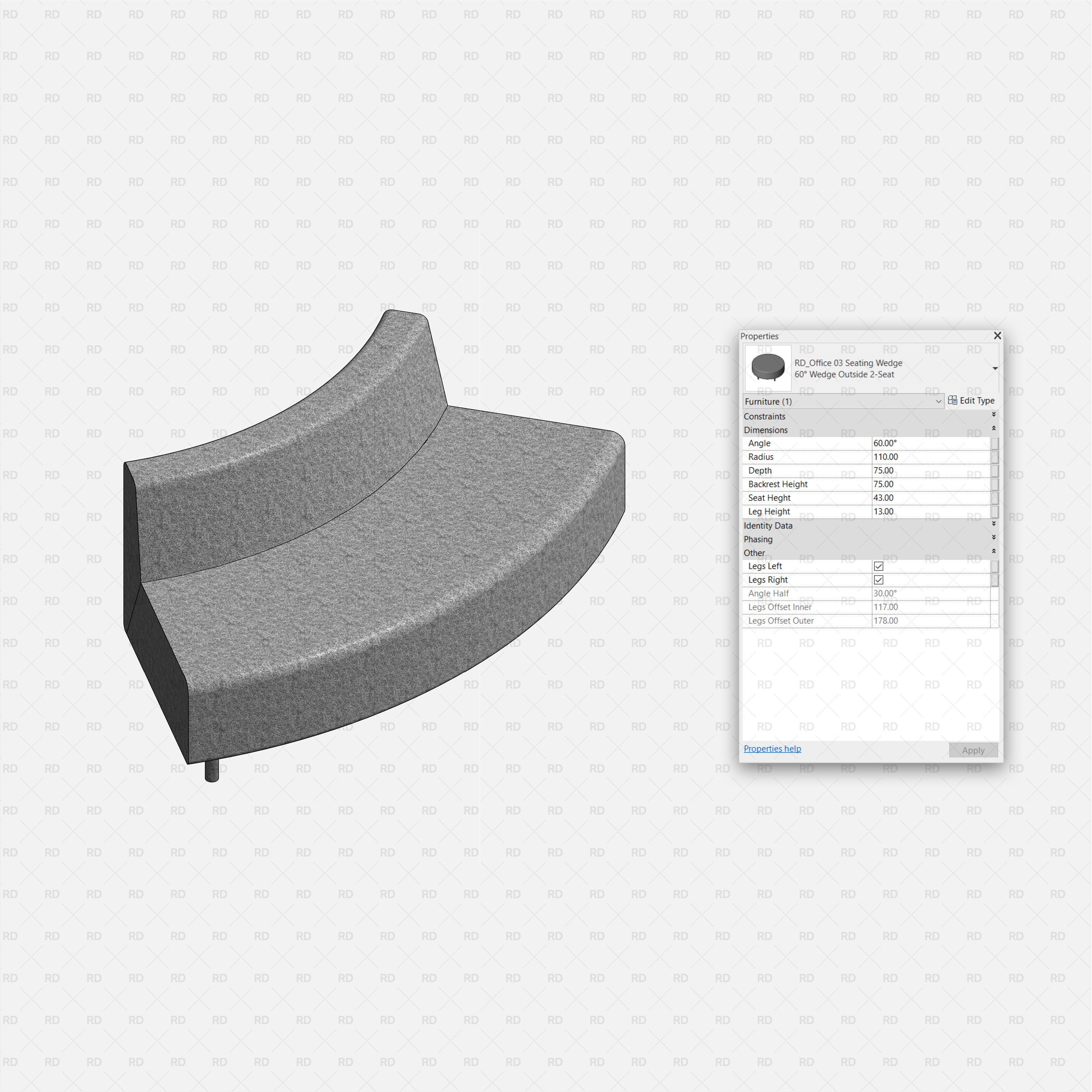revit curved sofa