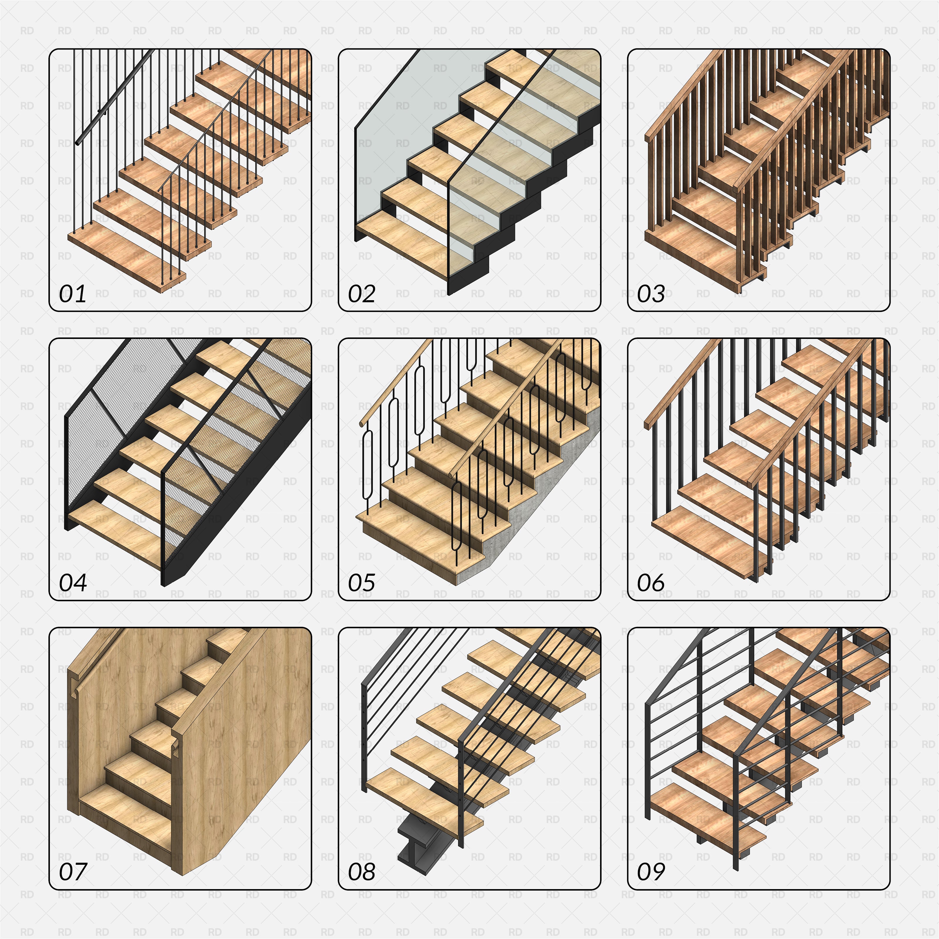 advanced Revit stairs download parametric families