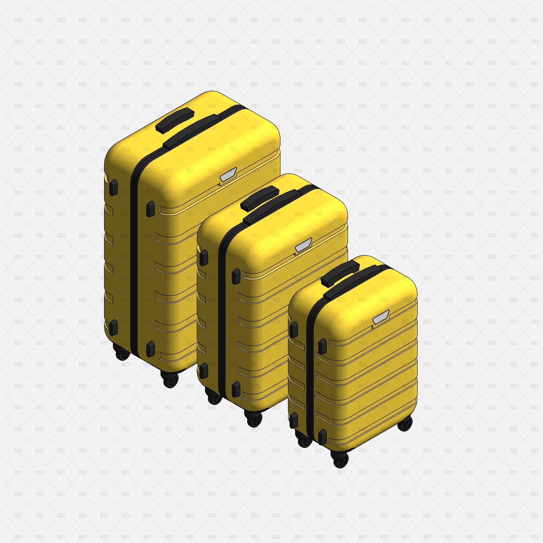revit travel luggage set bags  families download