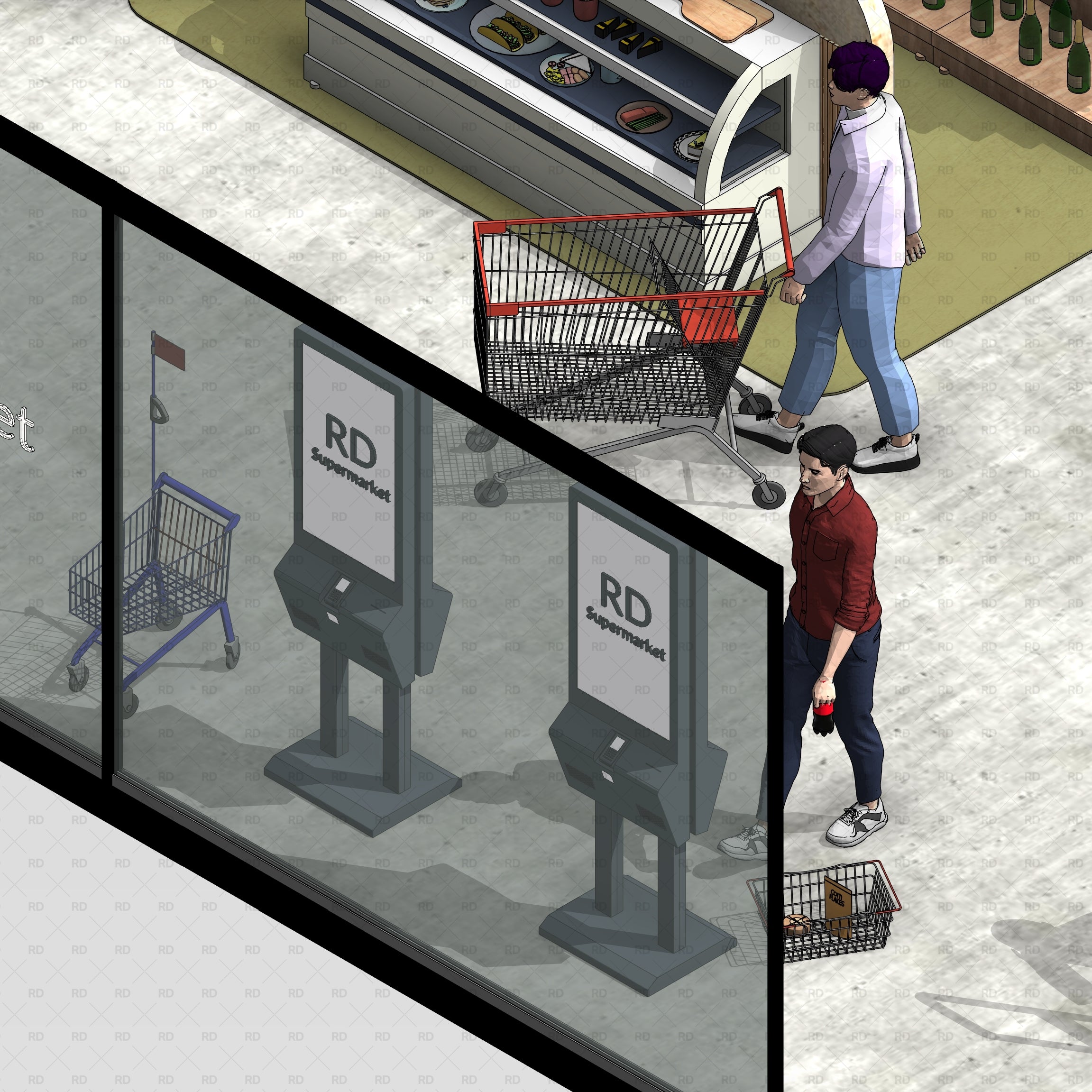 Checkout counter Revit self-checkout POS system equipment