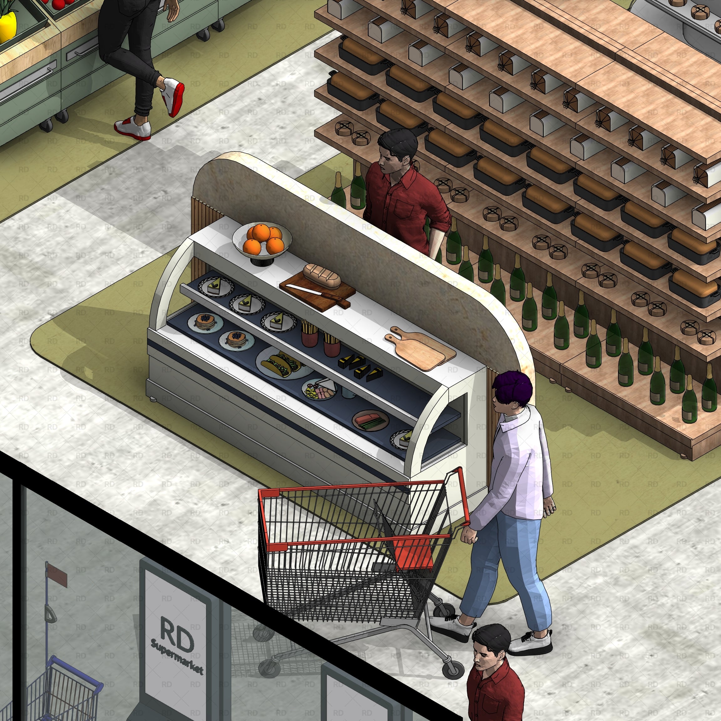 Revit supermarket family grocery store equipment collection