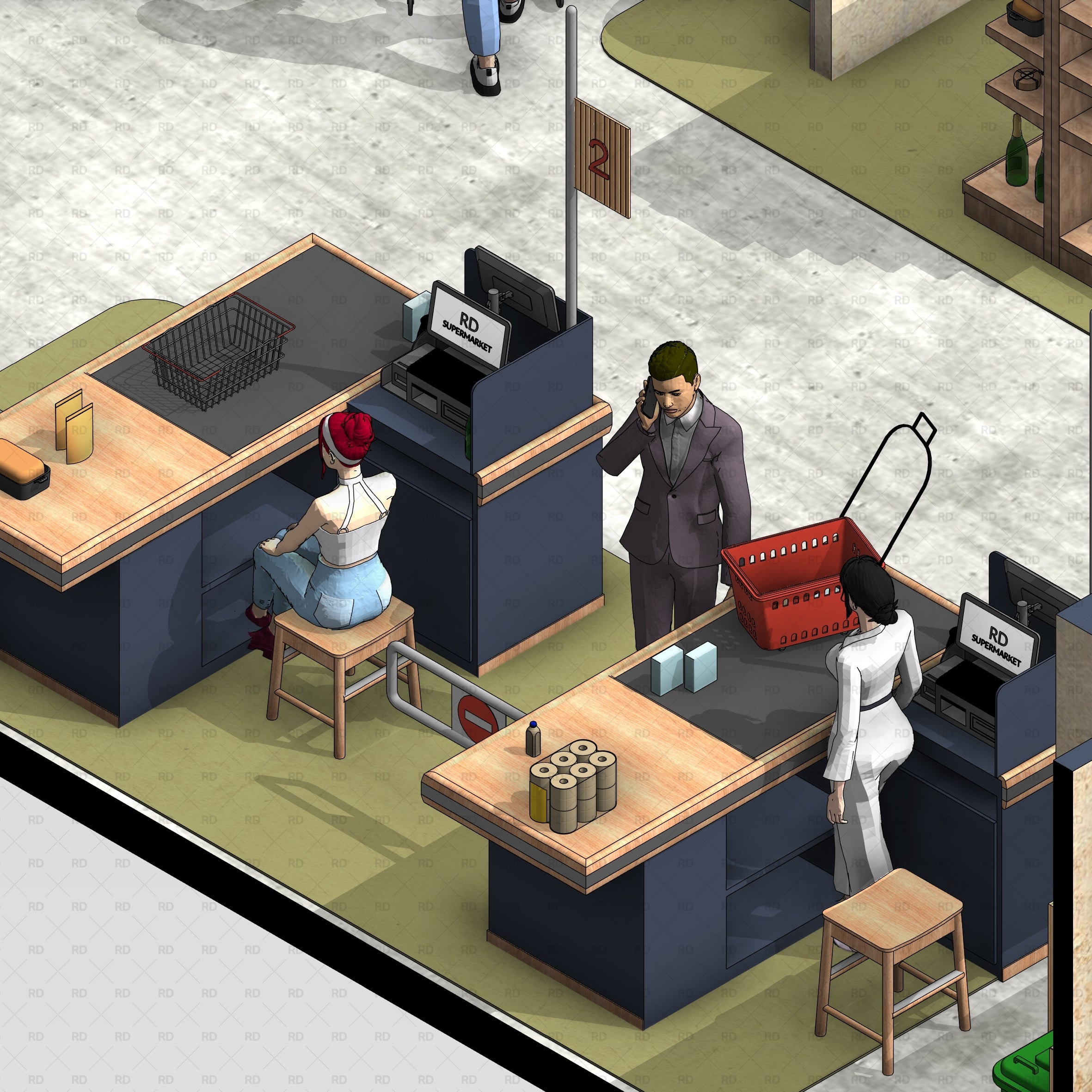 Supermarket Revit family grocery store equipment models