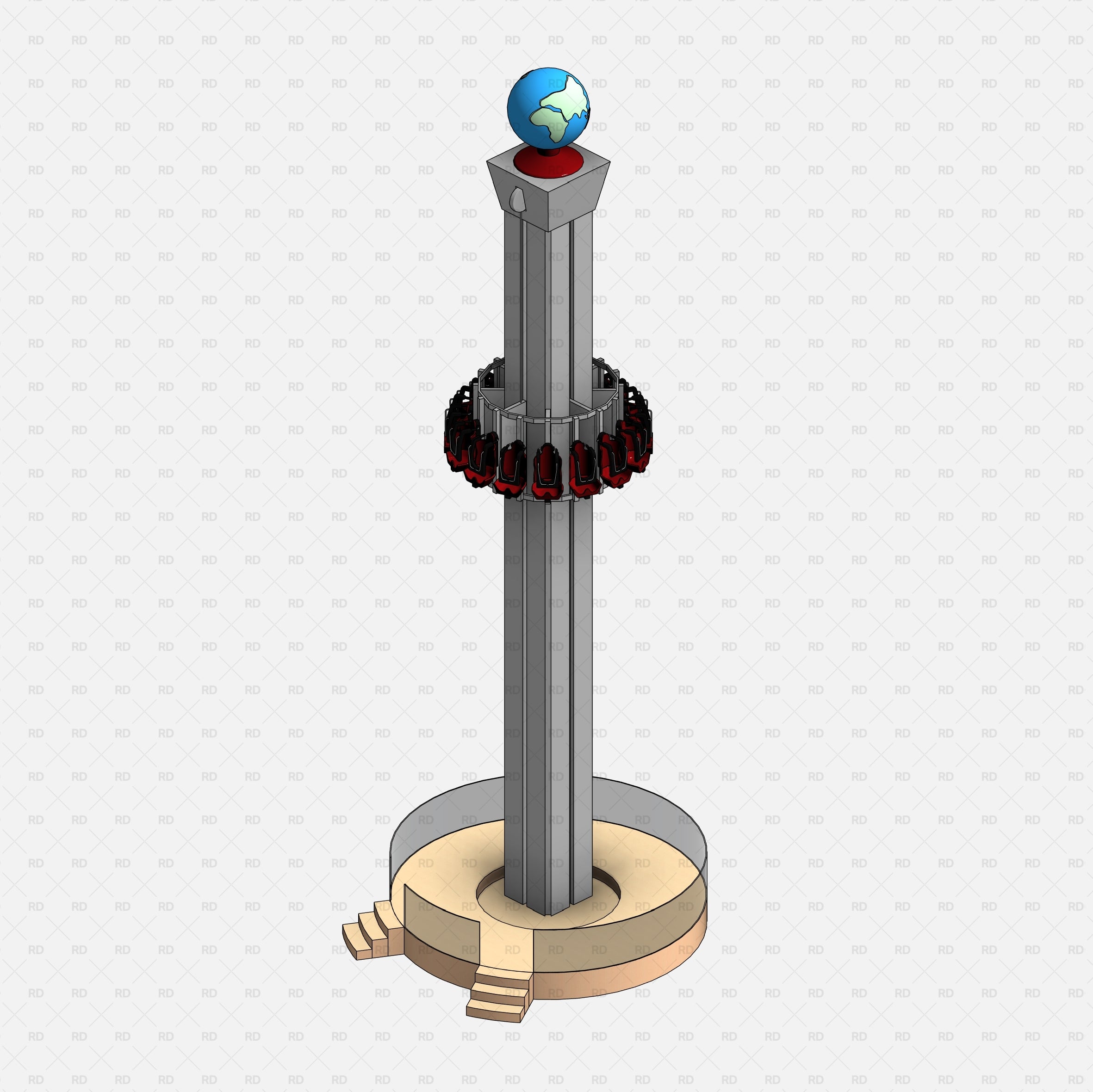 Revit Amusement Park Equipment families download drop tower