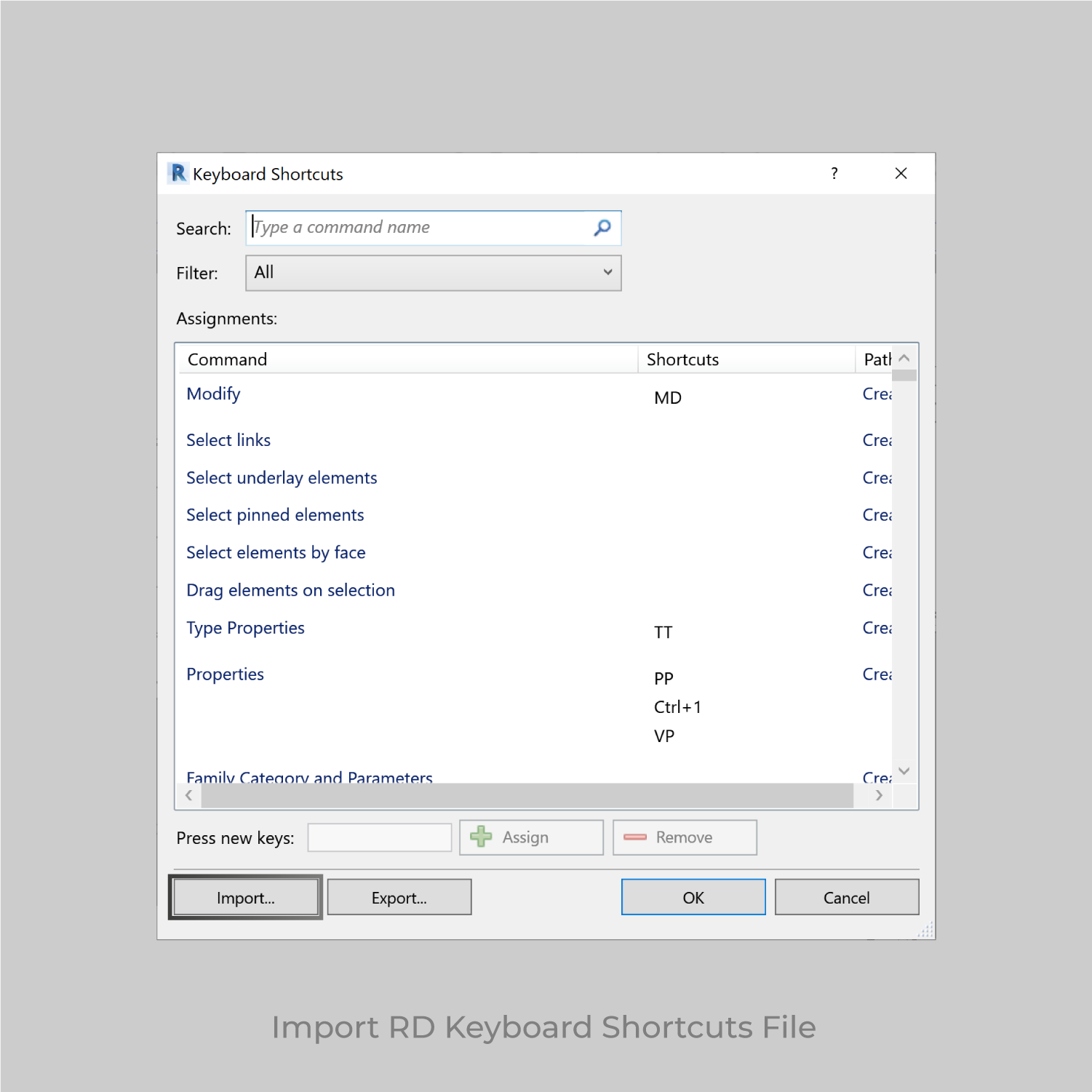 Revit Keyboard Shortcuts File