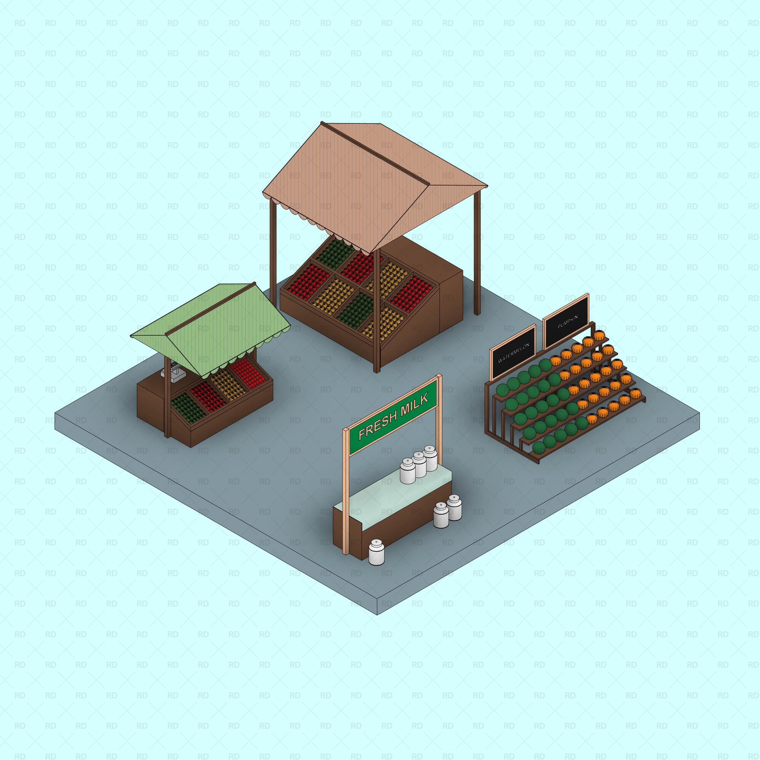 Revit Market Stalls families