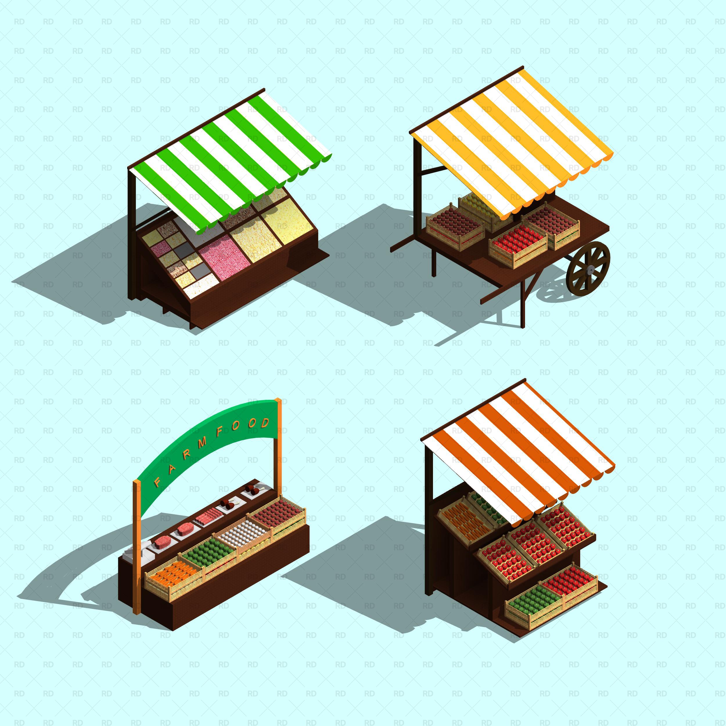 Revit Parametric Market Stalls Families