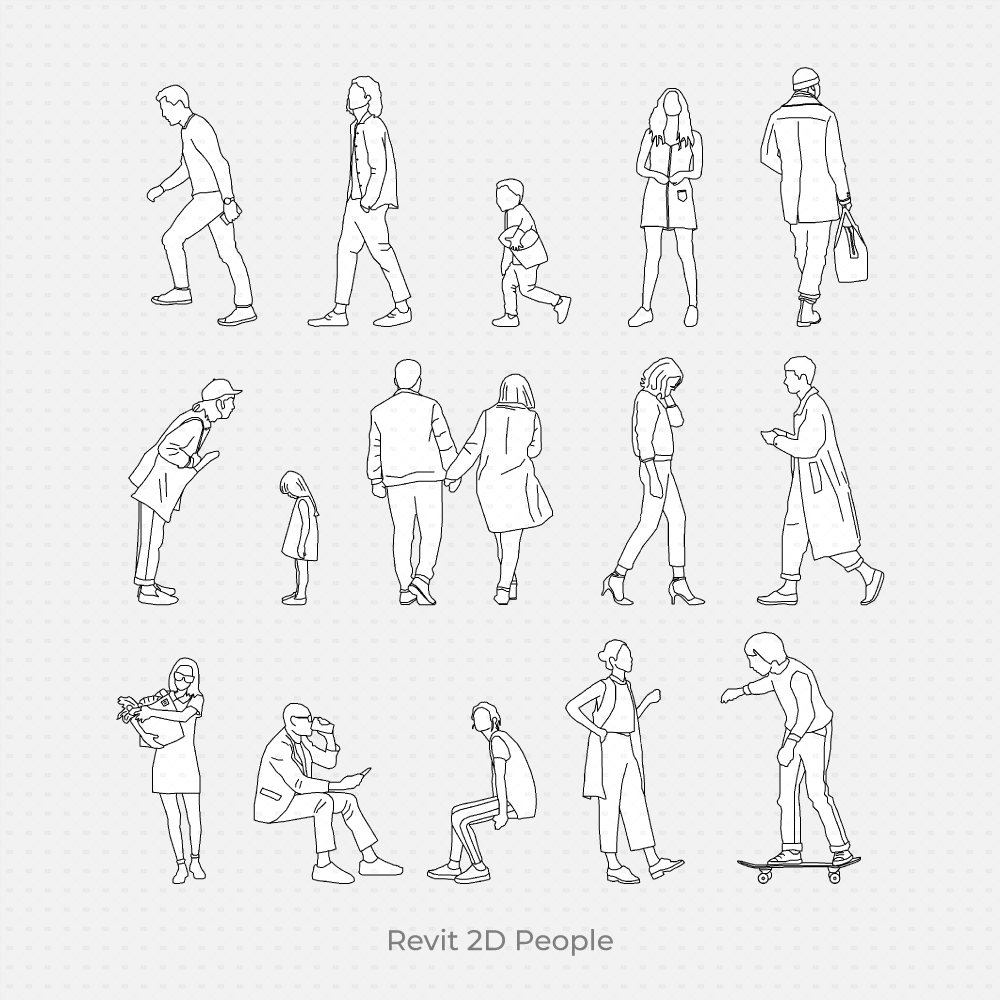 revit 2d people families download