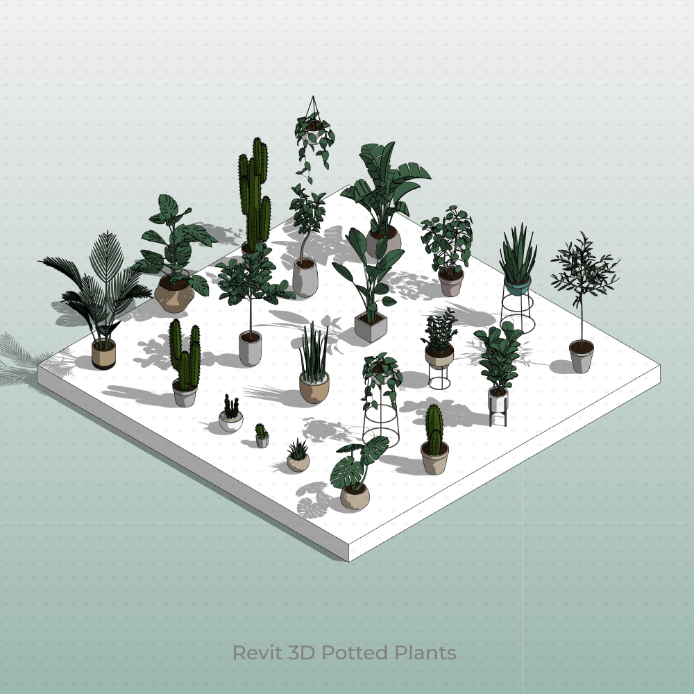 Revit 3D Potted Plants Families download
