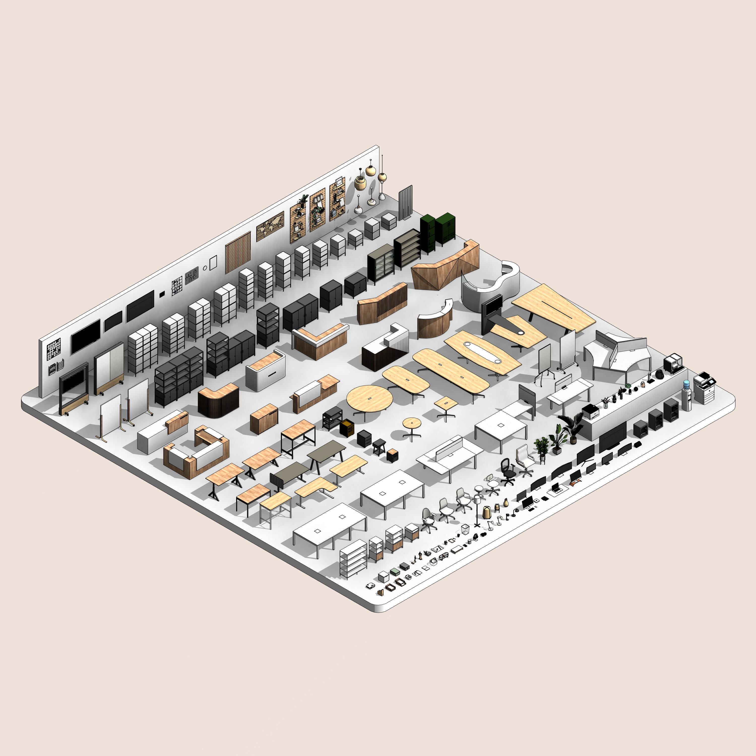 Revit Office Families & Commercial Workspace BIM Models | RD Studio