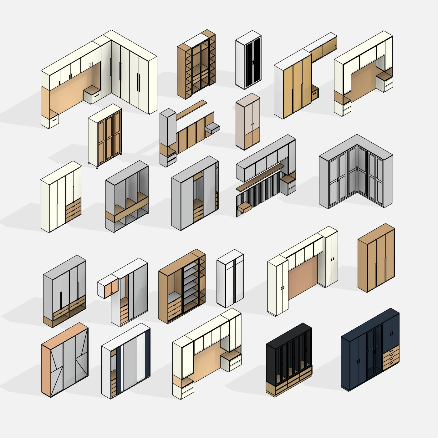 Revit Bedroom Wardrobes families download library bim object 