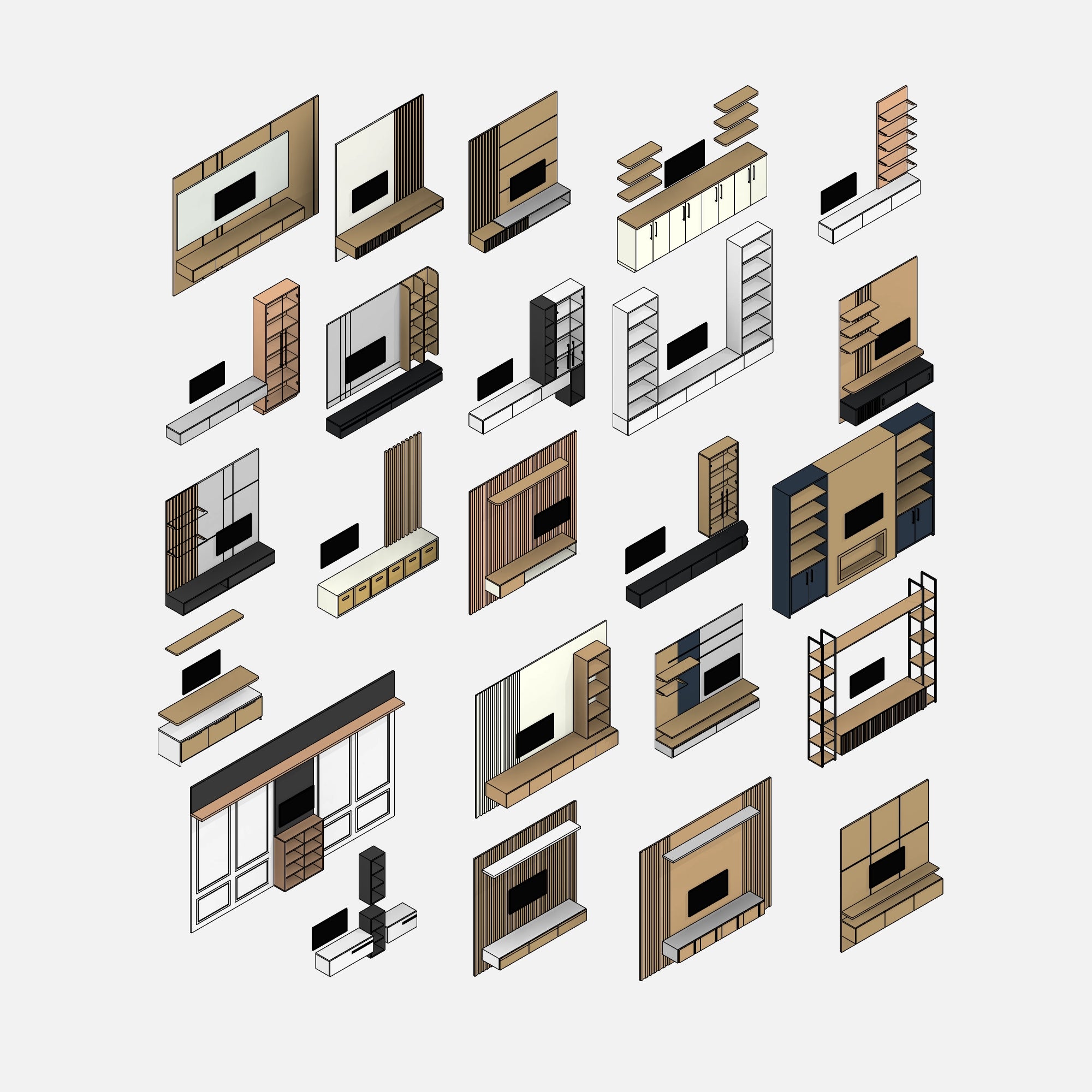 Revit TV Stand Family Preview – Parametric Furniture Pack 