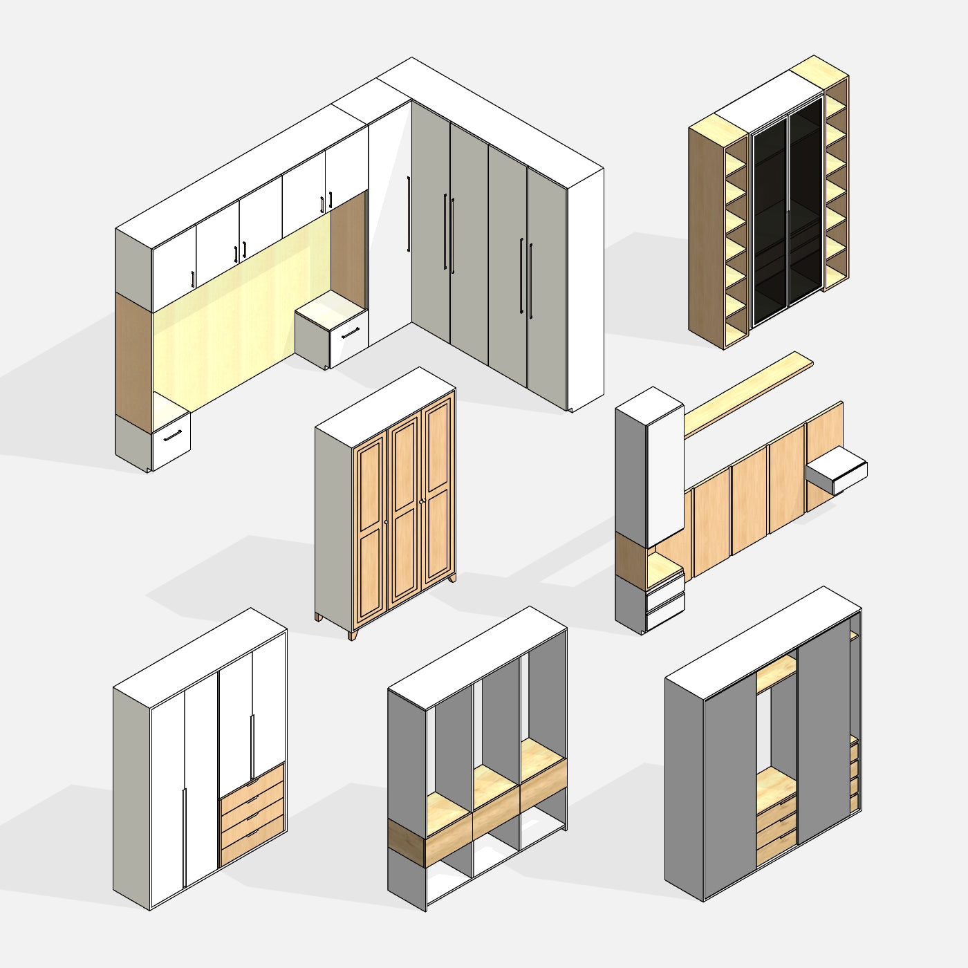 Revit Bedroom Wardrobes families download designs