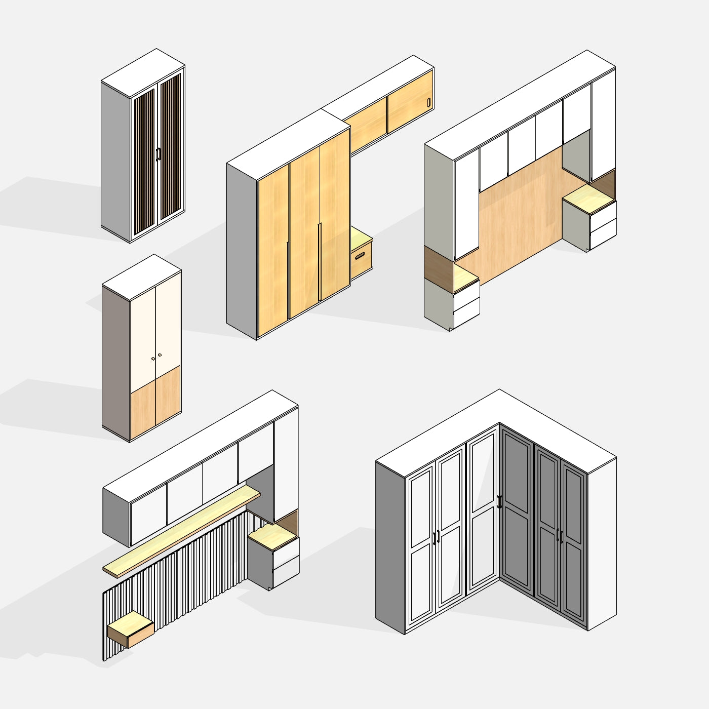 Revit Bedroom Wardrobes families download clothes 