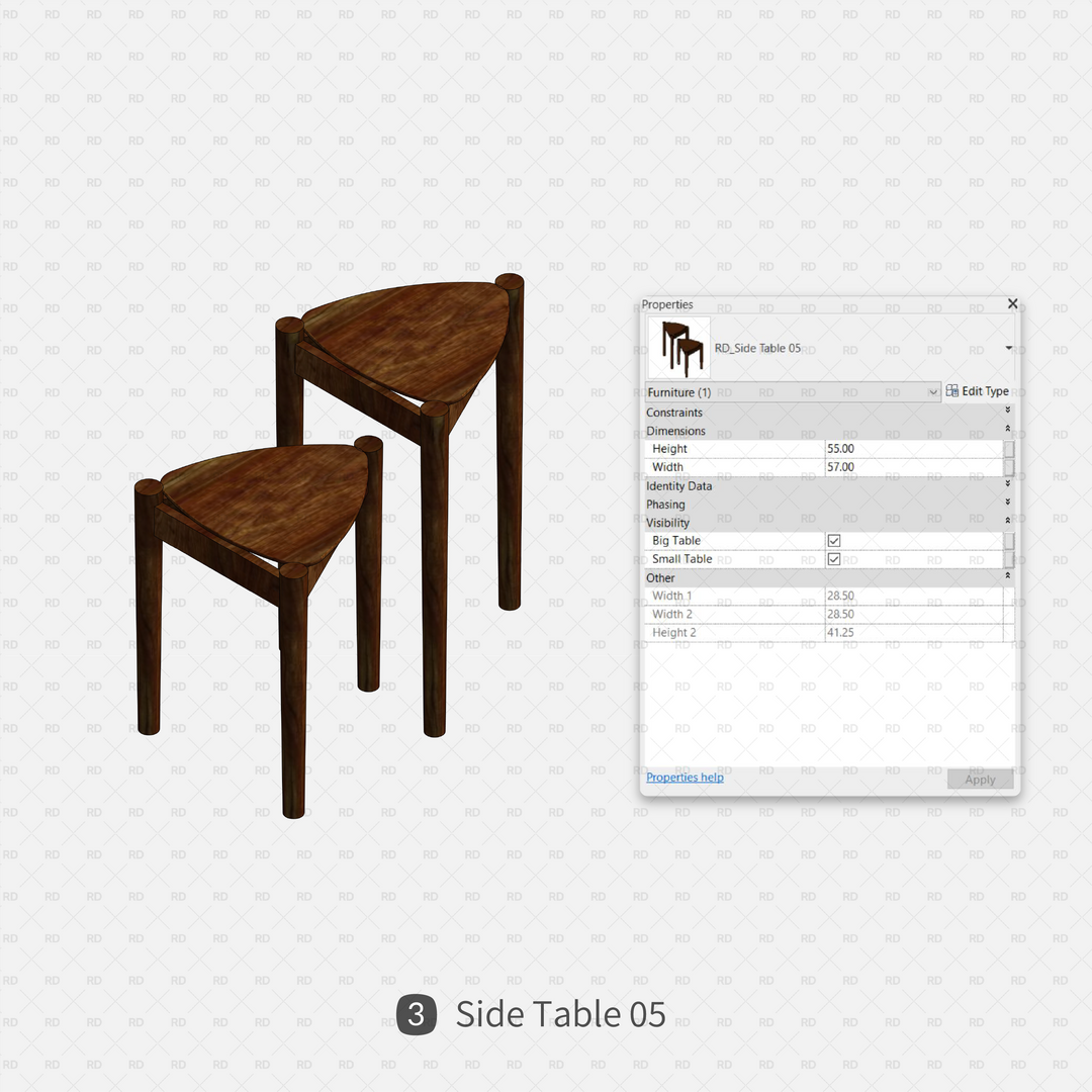 Download Parametric Side Table Revit Families | RD Studio