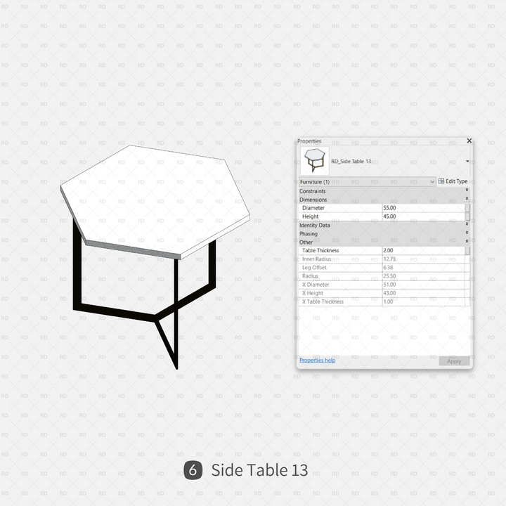 Download Parametric Side Table Revit Families | RD Studio