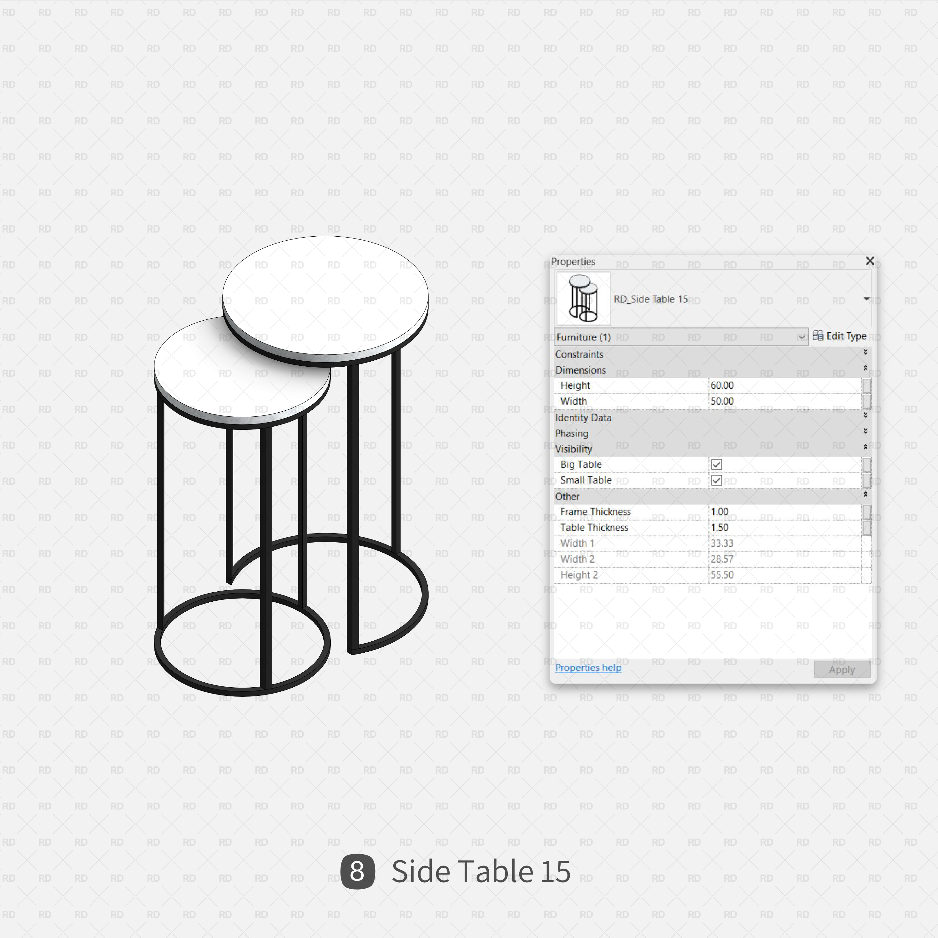 revit modern round side table download family