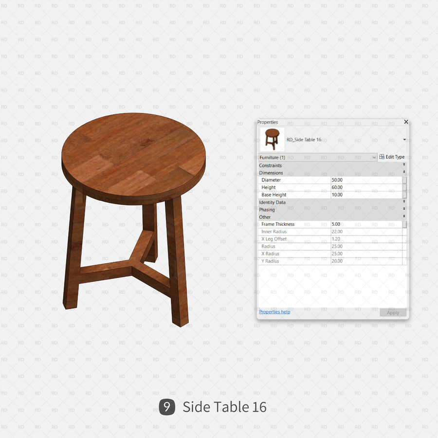 Download Parametric Side Table Revit Families | RD Studio