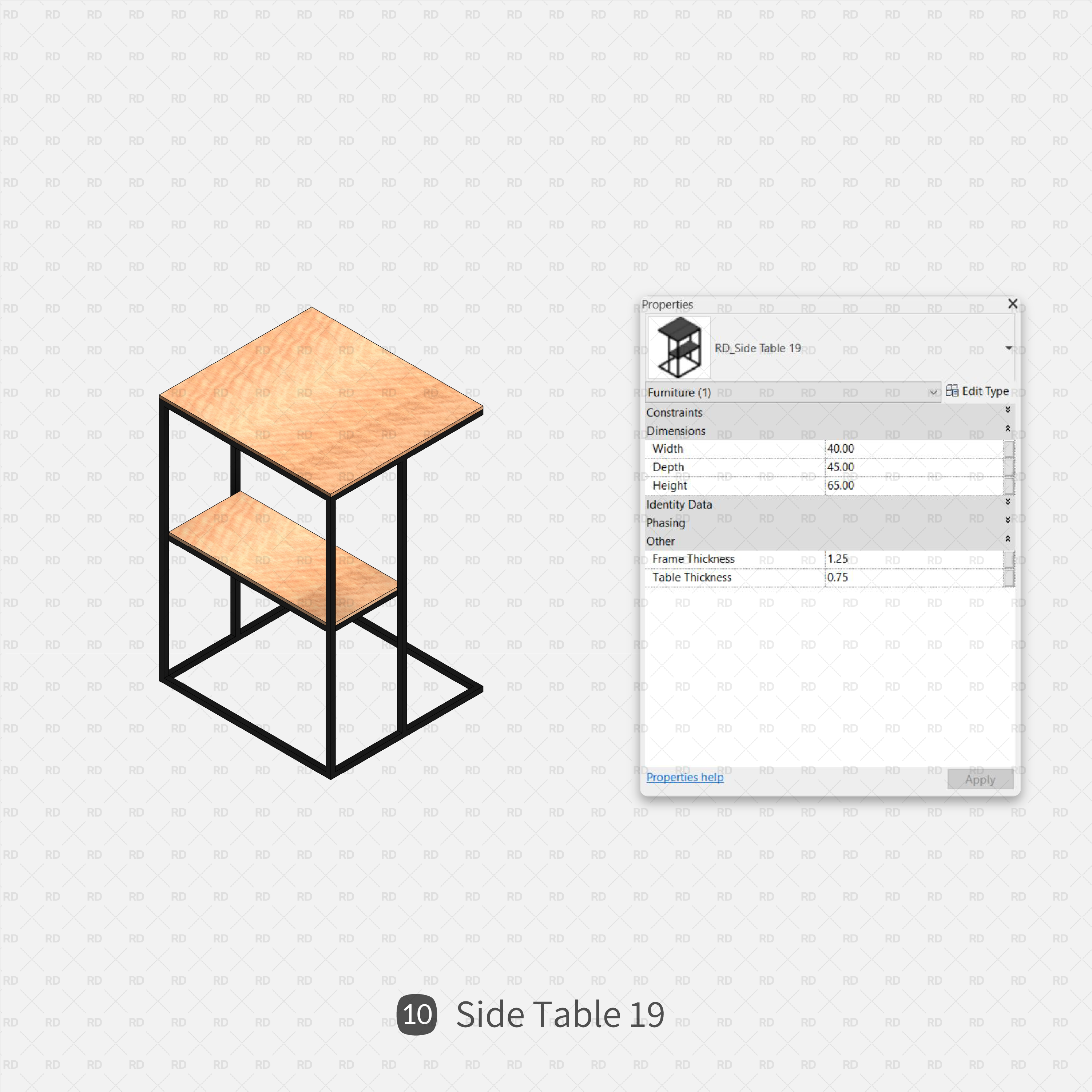 revit rectangular side table download family