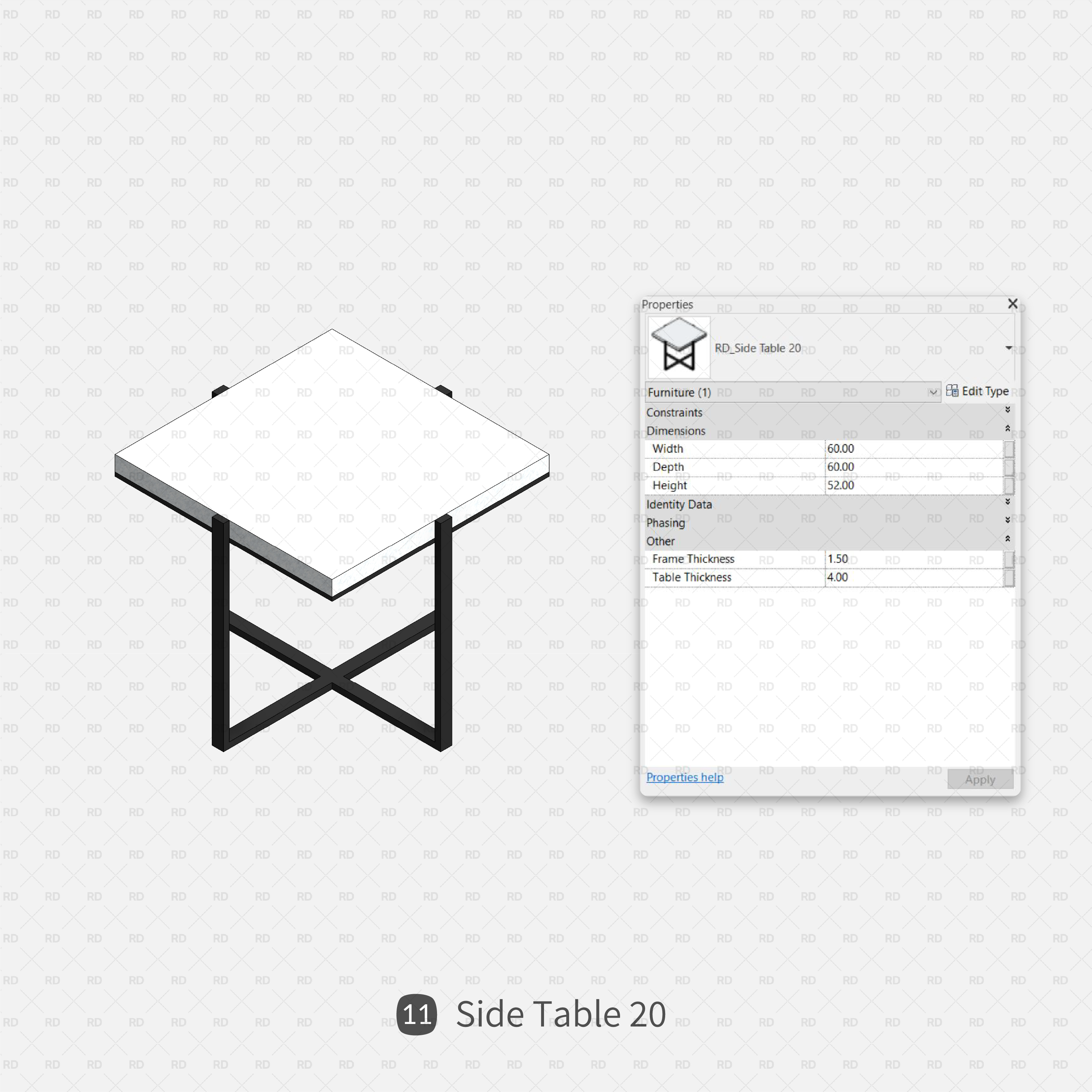 revit square side table download family