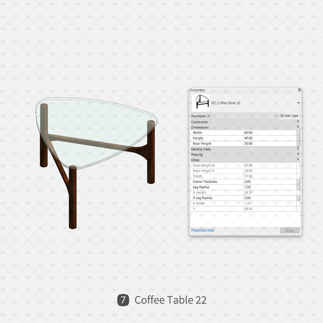 Download Parametric Coffee Table Revit Families | RD Studio