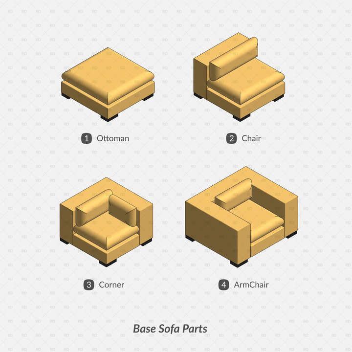 Parametric Modular Sectional Sofa Families for Revit | RD Studio